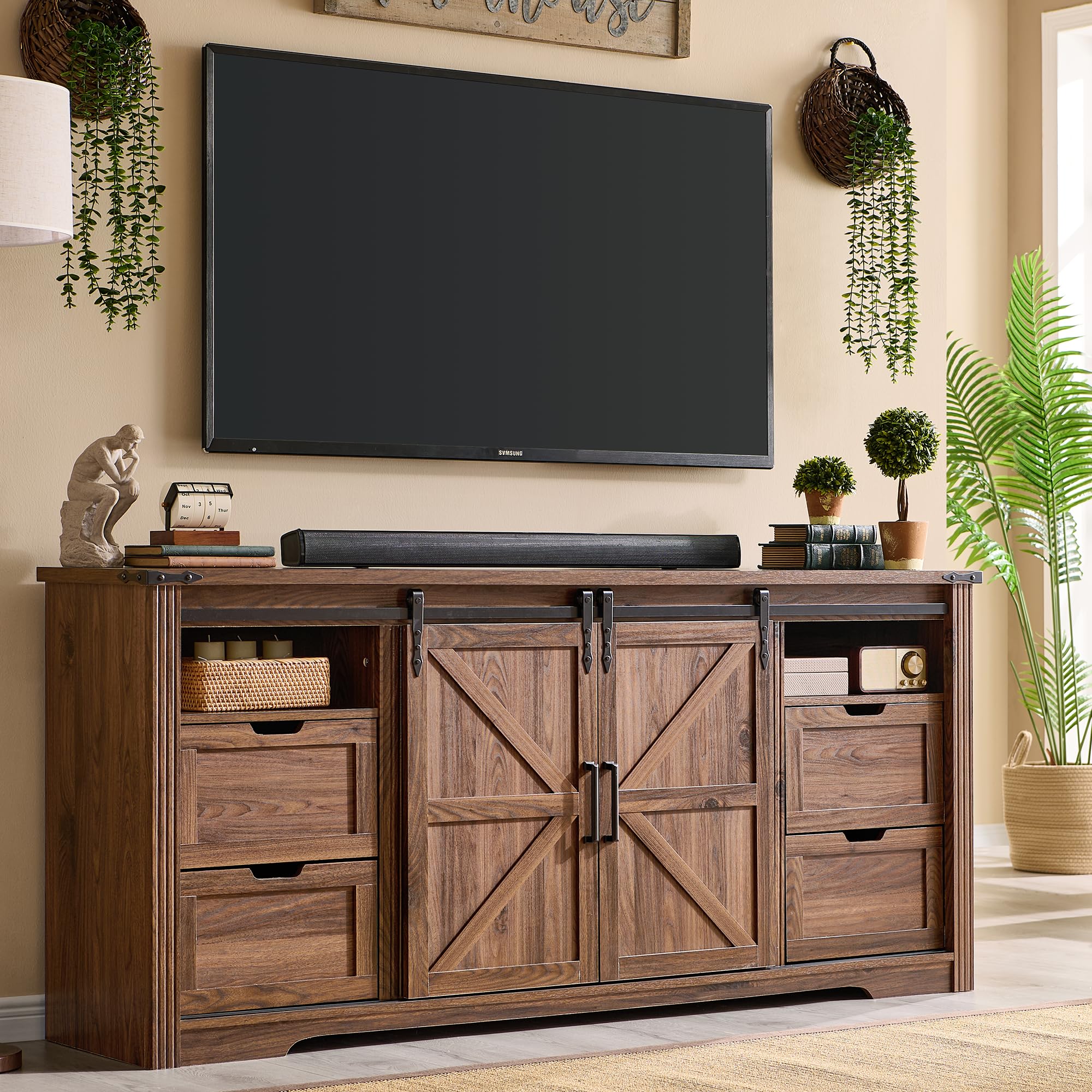 Rustic Farmhouse TV Stand for 75+ Inch TVs - 32