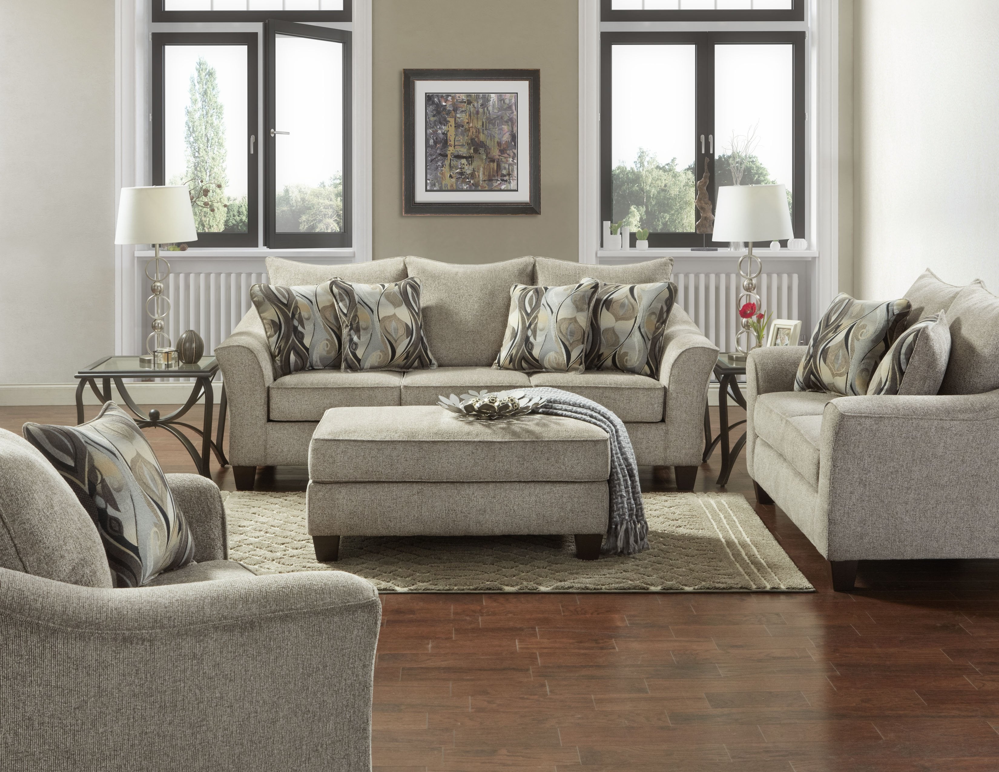 Camero Platinum Fabric Pillowback Loveseat - Comfortable Two-Seater Sofa for Living Room, Lounge & Small Spaces - Perfect for Relaxing, Reading & Entertaining Guests