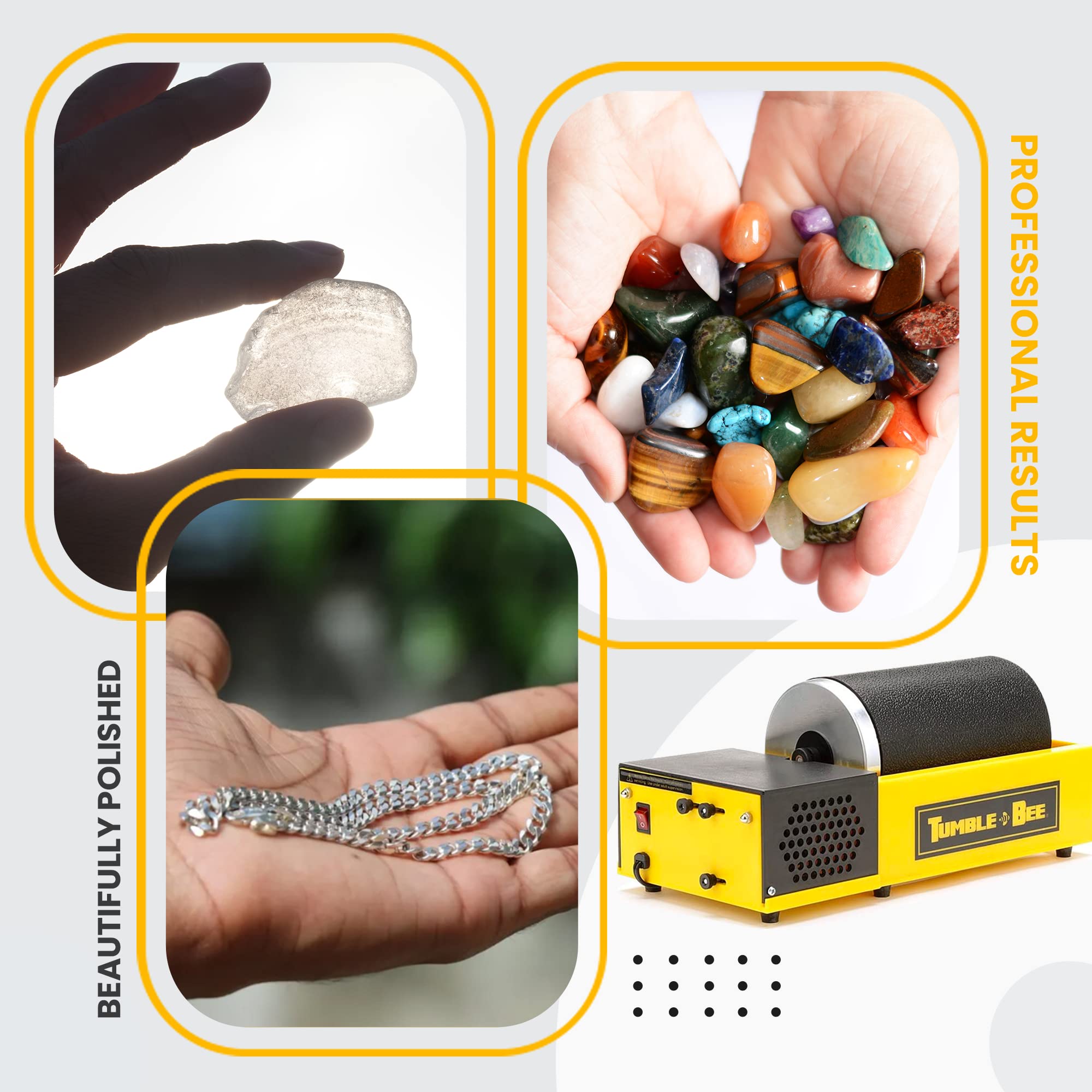 Tumble-Bee Rock Tumbler Kit - Professional Rotary Polishing Machine for Stones, Rocks, Metals & Sea Glass - Perfect for Adults & Kids (Model TB-14-KIT) - Great for Jewelry Making, Lapidary & DIY Craft Projects