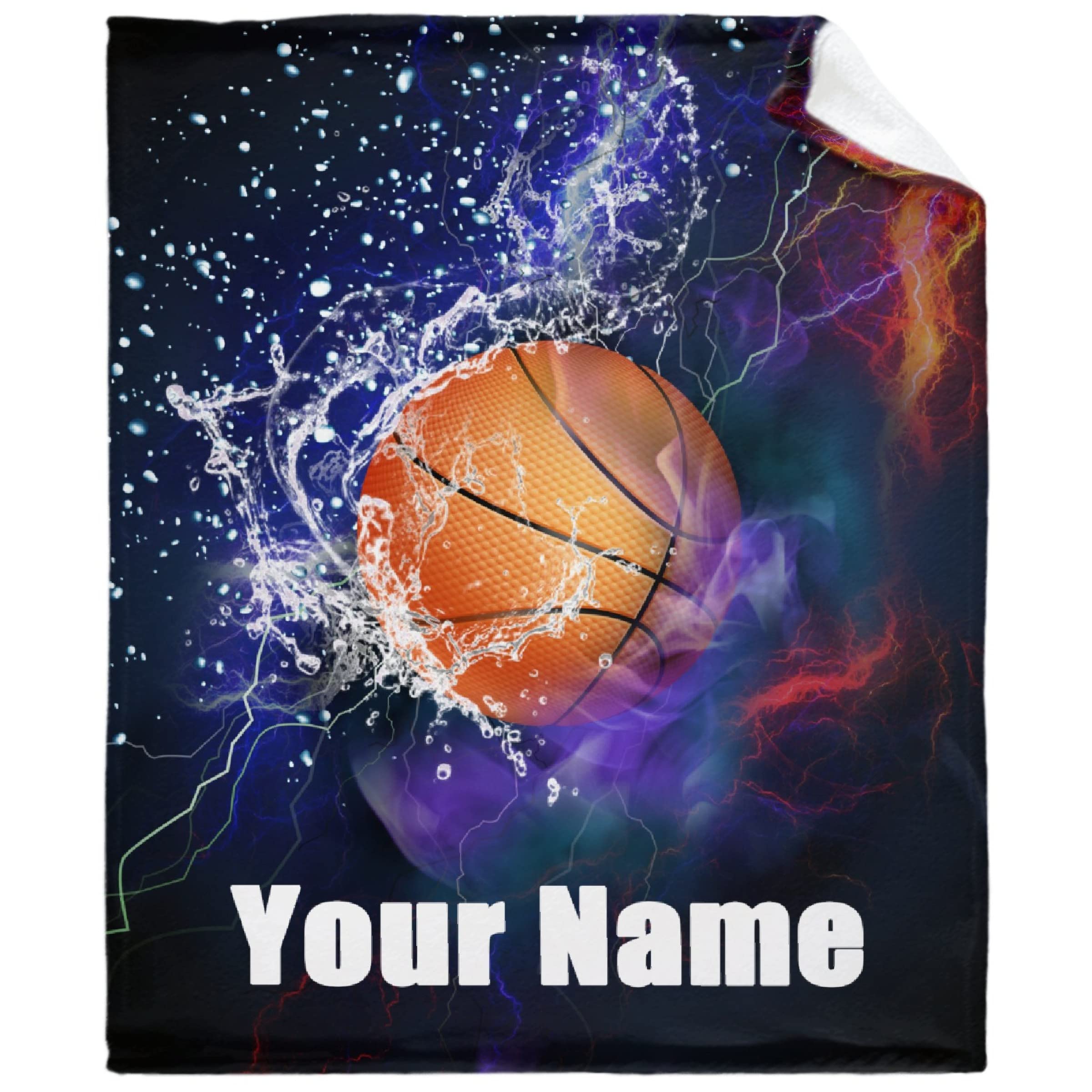 AMITAYUS Personalized Basketball Throw Blanket - Custom Name Fleece Blanket for Men, Boys & Sports Fans - Cozy Flannel Gift for Boyfriend, Birthday & Game Nights - Perfect for Bedroom, Sofa & Basketball Watching