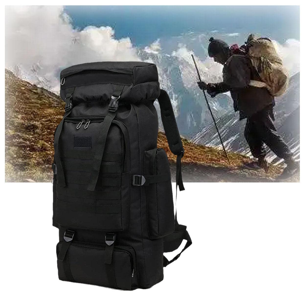 80L Large Capacity Waterproof Camouflage Hiking Backpack - Durable Oxford Cloth Outdoor Travel Bag for Men - Perfect for Camping, Trekking & Adventure Trips