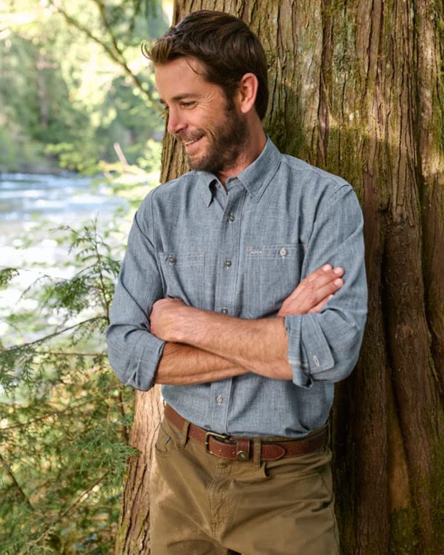 Orvis Tech Chambray Long Sleeve Men's Work Shirt - Lightweight Quick-Drying UPF 40 Casual Button Down Shirt for Outdoor Work, Hiking & Summer Wear
