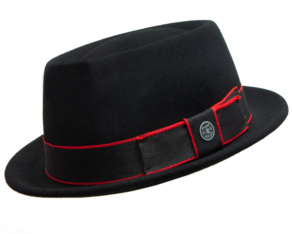 Stetson Pork Pie Hat - Black Cashmere Wool Felt Fedora for Men & Women | Vintage Style Dress Hat for Casual, Formal & Outdoor Events