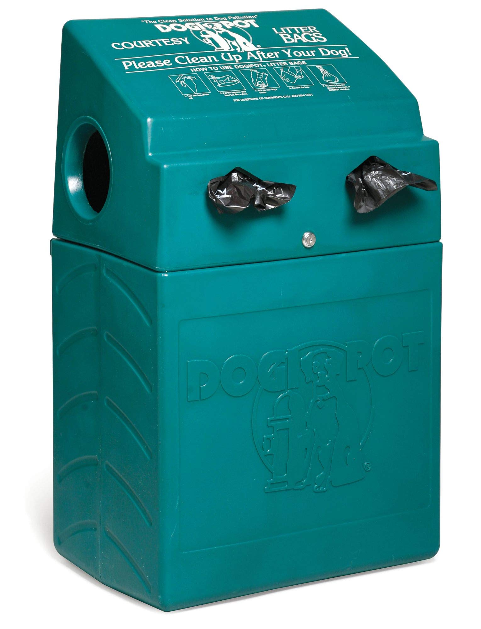 DOGIPOT 1005-2 Dog Waste Station with Litter Bag Rolls & Trash Bags - Durable Polyethylene in Forest Green - Ideal for Parks, Trails & Pet-Friendly Areas