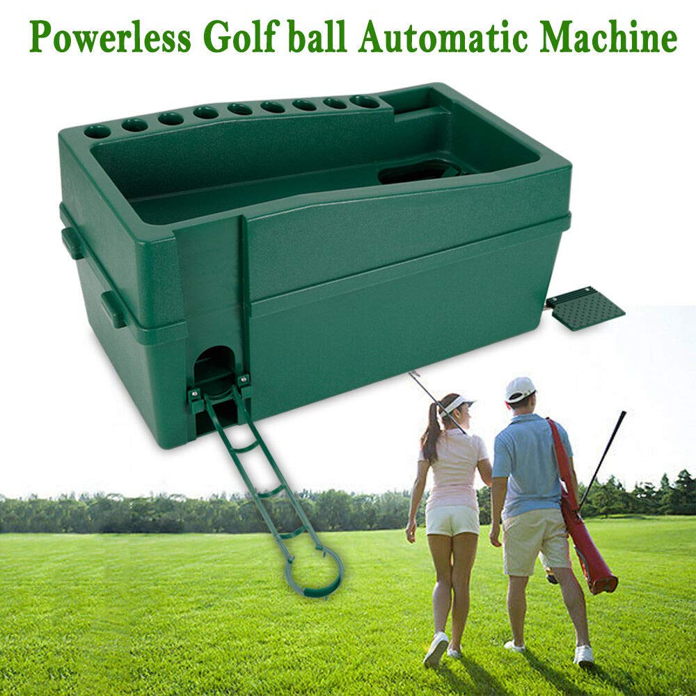 Automatic Golf Ball Dispenser & Tee Up Machine - No Power Required Golf Club Organizer | Perfect for Driving Range, Home Practice & Golf Course Use