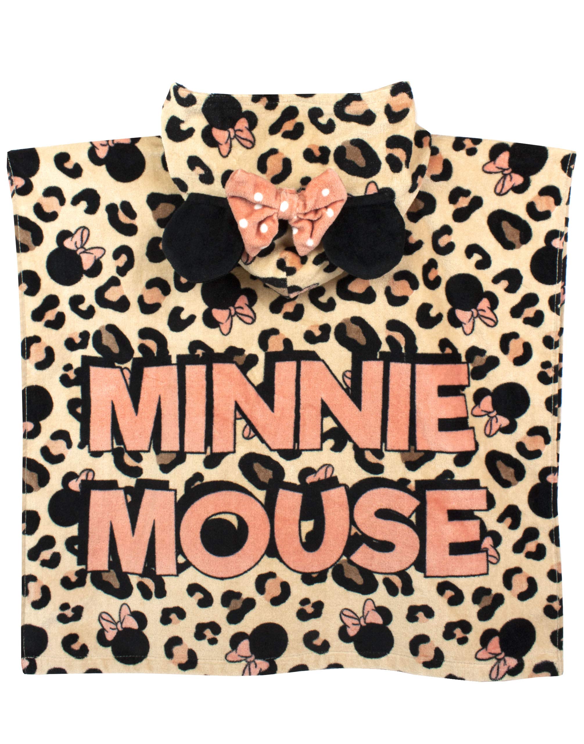 Disney Minnie Mouse Girls' Swimsuit & Hooded Towel Poncho Set - Cute Beachwear for Toddler & Kids Swimming, Pool Party, Summer Vacation Outfits