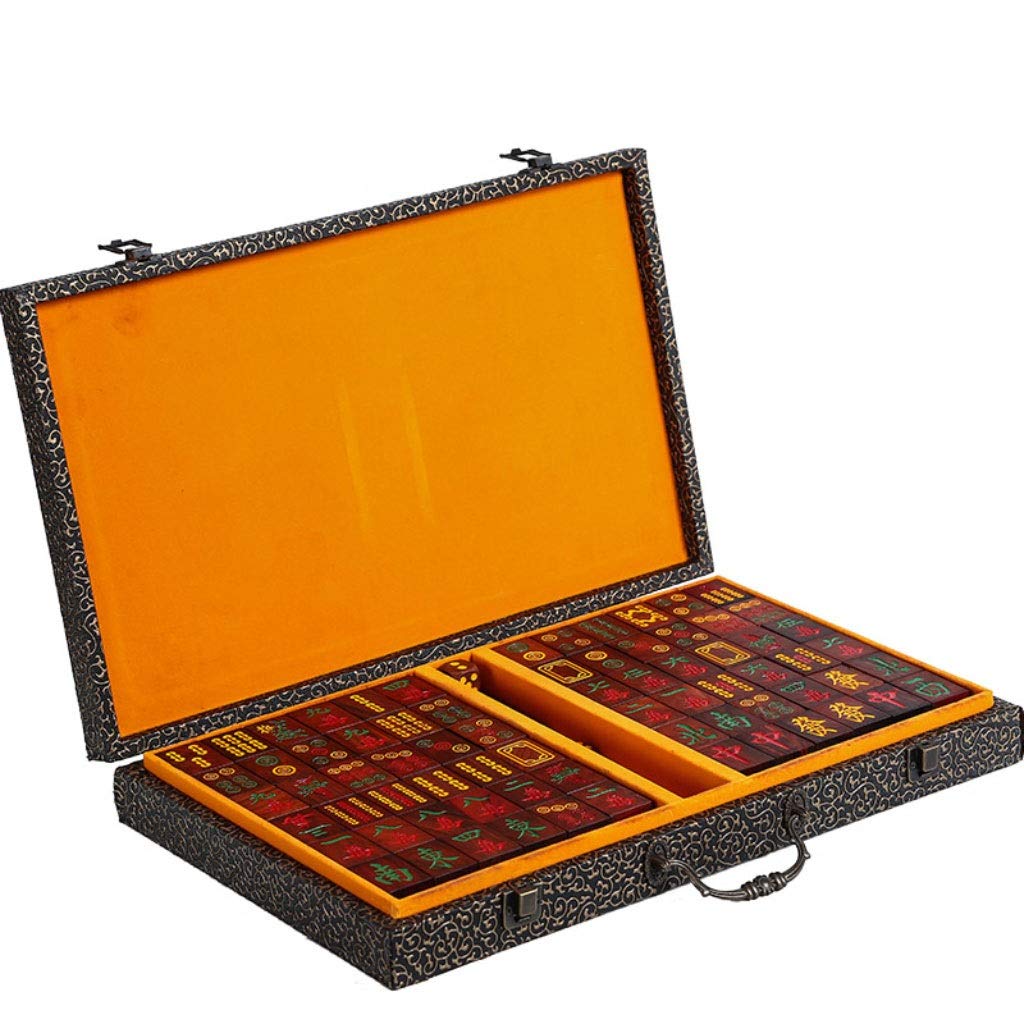 Vintage Chinese Mahjong Set - 144 Multi-Color Tiles with Storage Box | Portable Classic Game for Family Gatherings, Parties & Gift Giving | Traditional Asian Strategy Game for Adults & Seniors