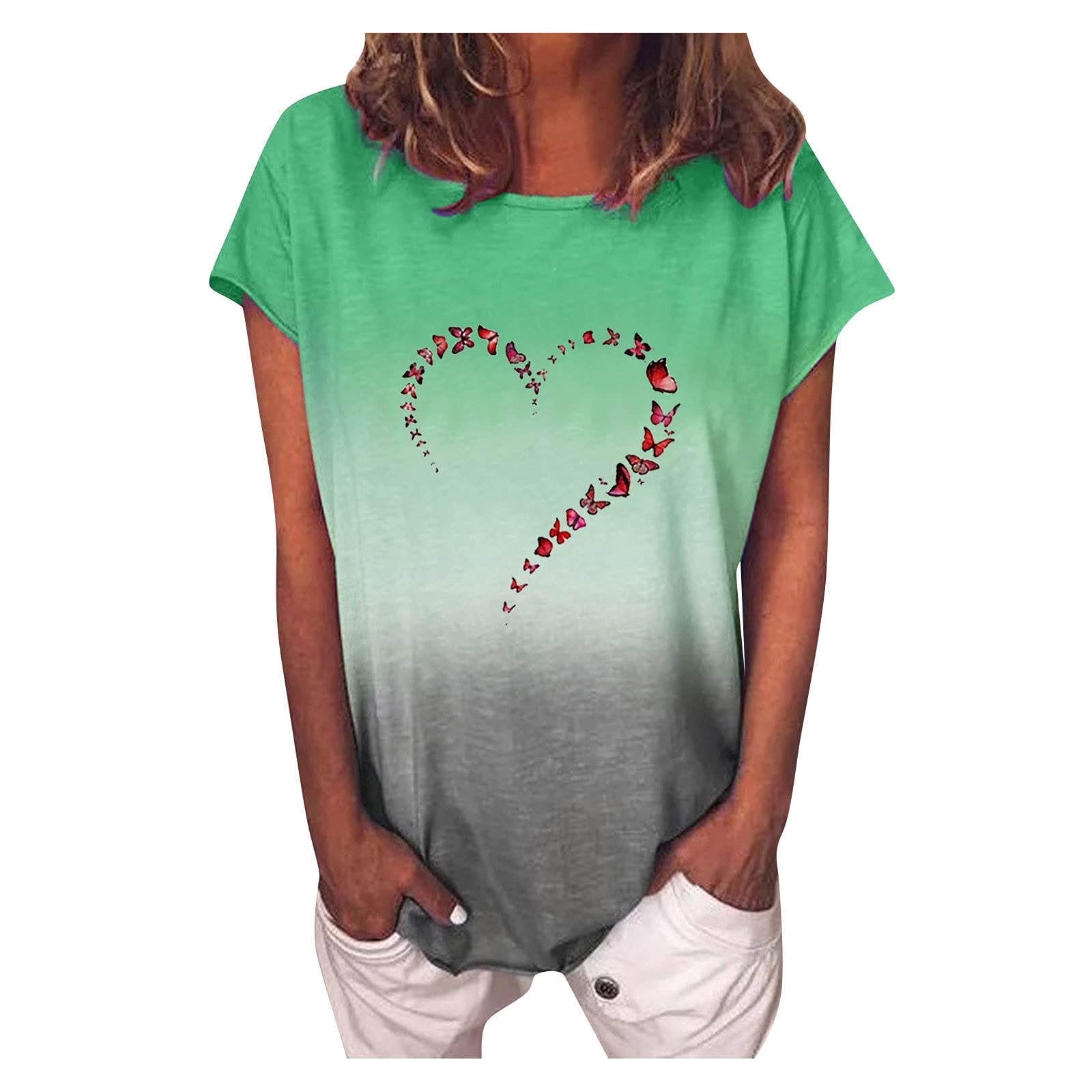 Tie Dye V-Neck Short Sleeve T-Shirt for Women - Loose Fit Casual Summer Top | Beach Outfits, Music Festivals & Everyday Wear