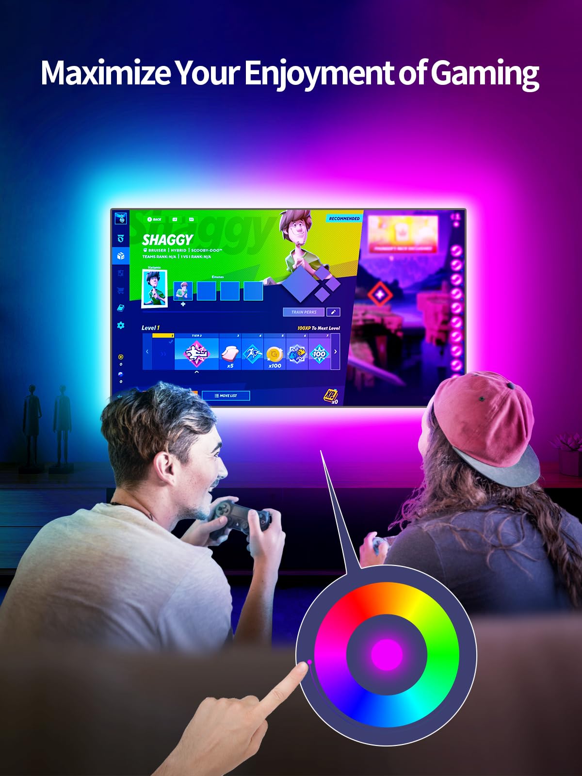 KANTUTOE 9.84ft RGB LED TV Backlight Strip with Bluetooth Music Sync & App Control - USB Powered for 32-43 Inch TVs - Perfect for Bedroom Entertainment & Gaming Setup