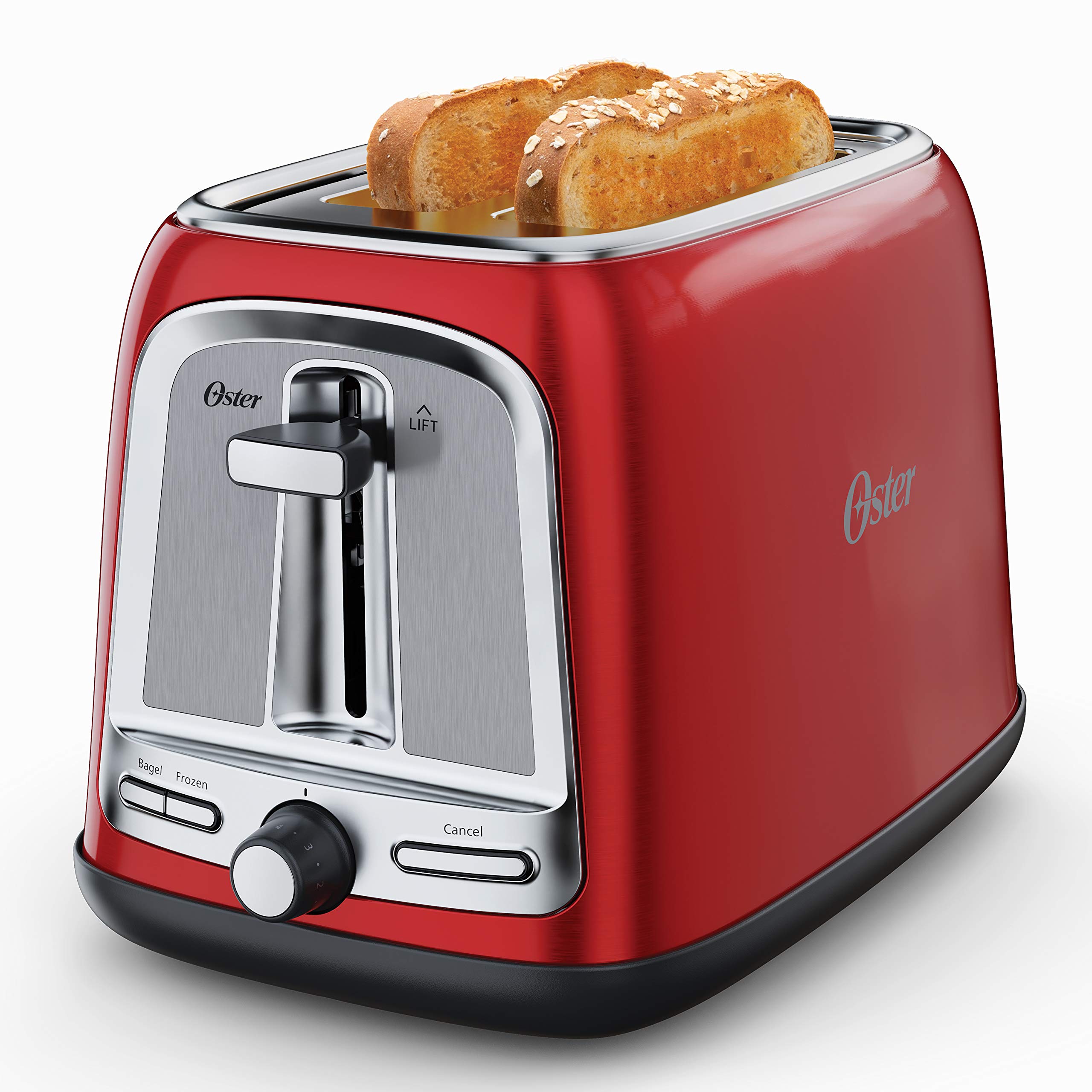 Oster® 2-Slice Toaster with Advanced Toast Technology - Candy Apple Red - Perfect for Breakfast, Kitchen, Dorm & Office Use