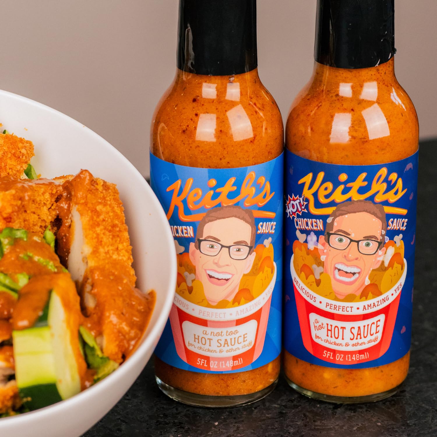 Heatonist Keith's Chicken Sauce Hot Sauce Duo - Natural Ingredients, Tangy & Fiery Flavors, 5 fl oz Bottles (2-Pack) - Perfect for Wings, Tacos, and Grilled Meats