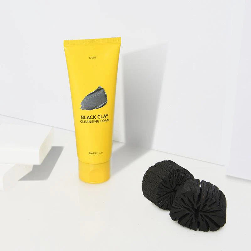 BARULAB Black Clay Cleansing Foam 100ml - Deep Pore Cleanser for Oily & Acne-Prone Skin - Perfect for Daily Face Wash Routine & Travel Skincare