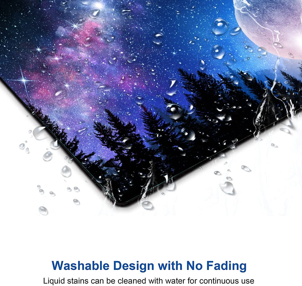 Premium Washable Non-Slip Mouse Pad - Forest Moon Design Gaming & Office Cloth Mousepad for Laptop & Wireless Mouse | Cute Desk Accessory for Work, Gaming & Home Office Use
