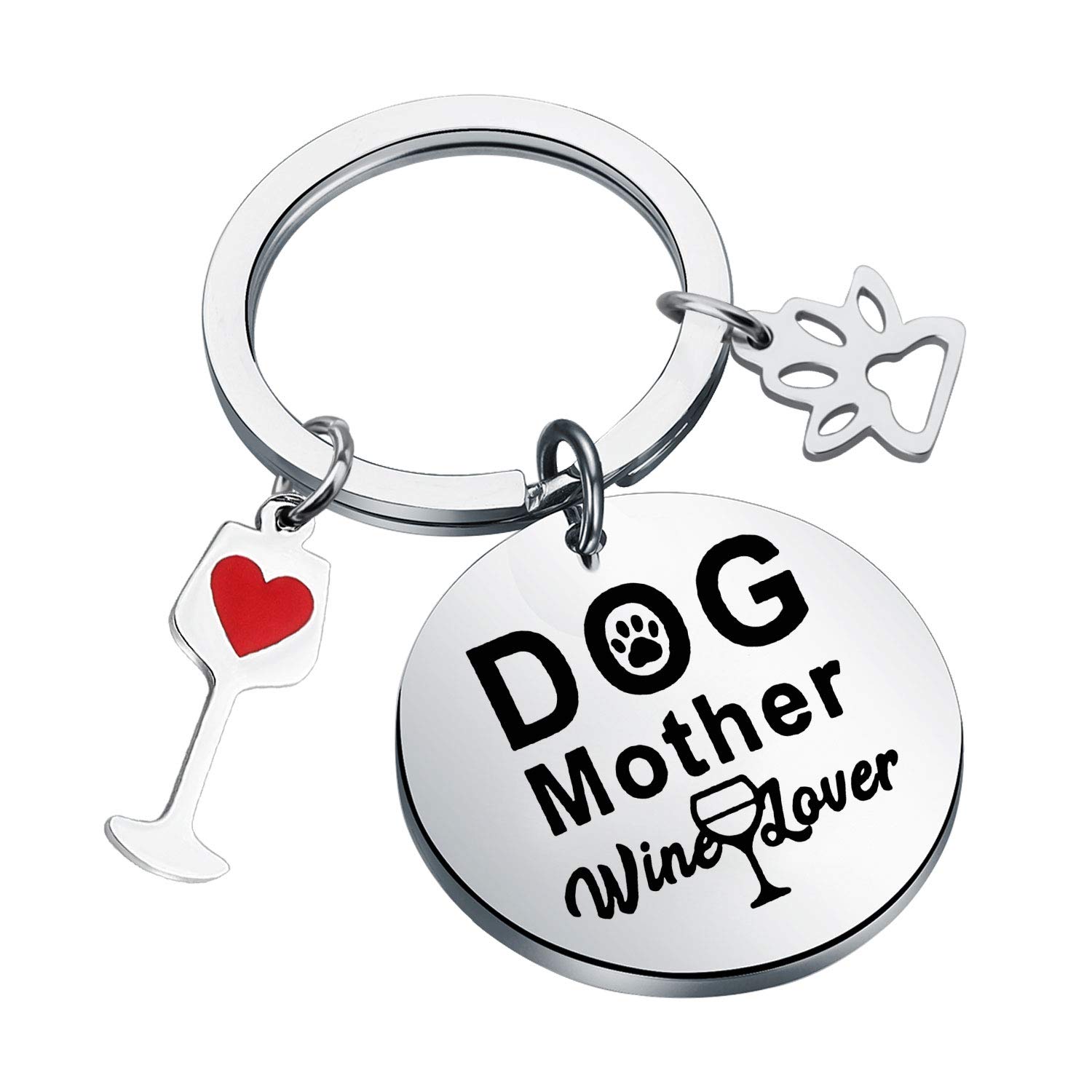 FUSTMW Dog Mom Keychain - Cute Dog Mother Gift for Wine Lovers, Rescue Dog Moms & Fur Parents - Perfect for Birthday, Christmas & Pet Lover Appreciation Gifts
