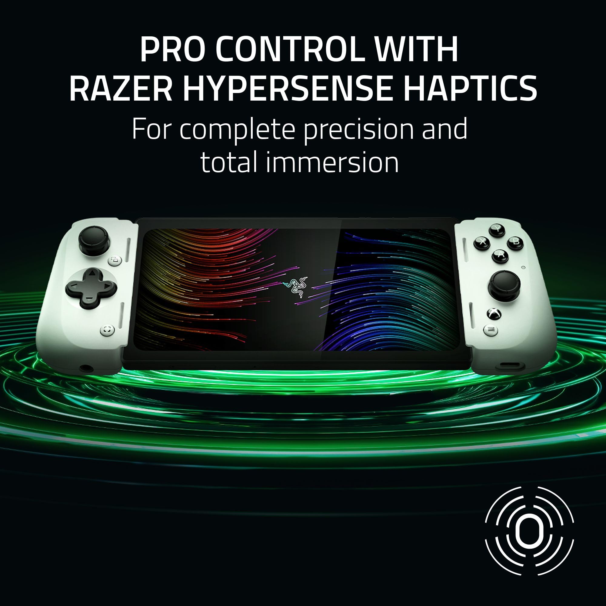 Razer Kishi V2 Pro Mobile Game Controller for Android - Xbox Edition with HyperSense Haptics | Universal Fit | Stream PC & Xbox Games | Play Touchscreen Games | Includes 1 Month Xbox Game Pass | White - Perfect for Mobile Gaming On-The-Go, Cloud Gaming & Console-Like Experience Anywhere