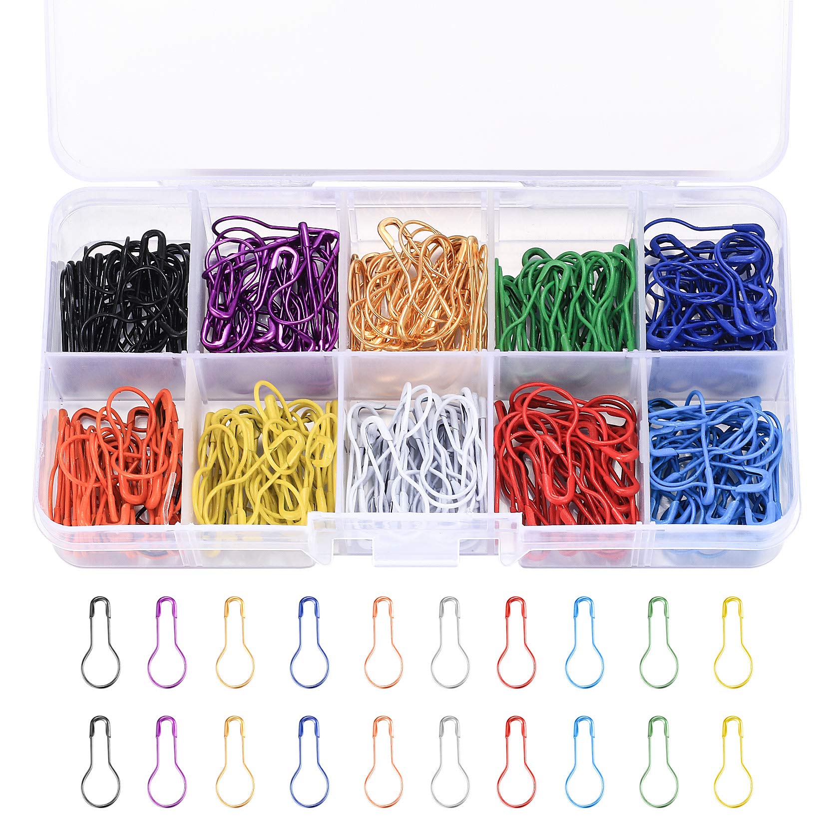300 Pcs Safety Pins for Sewing & DIY Crafts - 10 Colors
