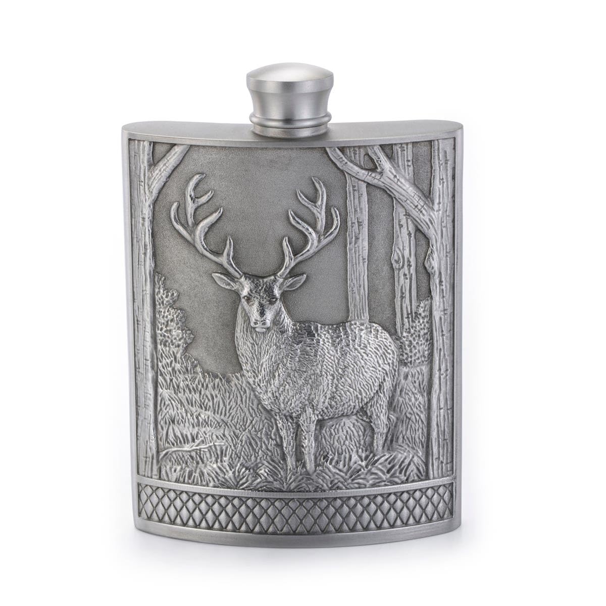 Royal Selangor Handcrafted Woodland Collection Pewter Stag Hip Flask - Elegant Whiskey Flask Gift for Men, Outdoor Adventures & Special Occasions