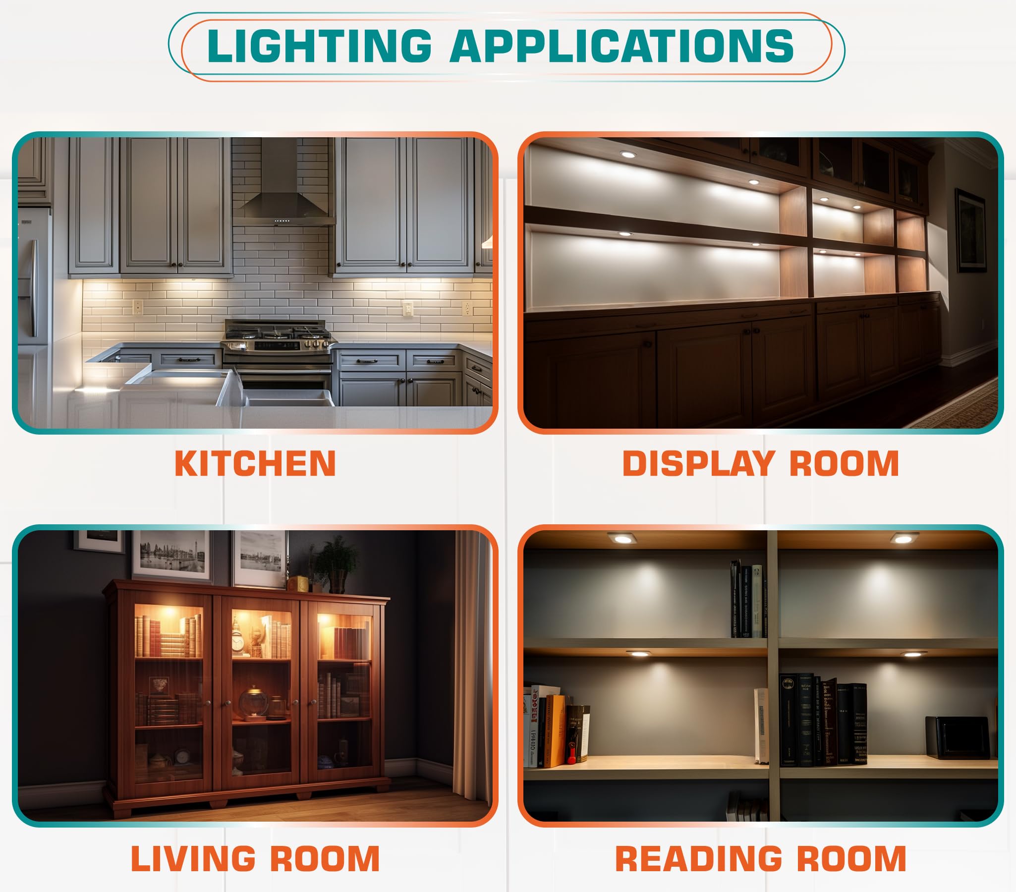 12-Pack Small LED Puck Lights for Under Cabinet Lighting - 120V Hardwired & Plug-in, Dimmable with RF Remote Control, Daisy Chain Linkable (Black Wires, Daylight White) - Perfect for Kitchen, Closet, and Display Case Illumination