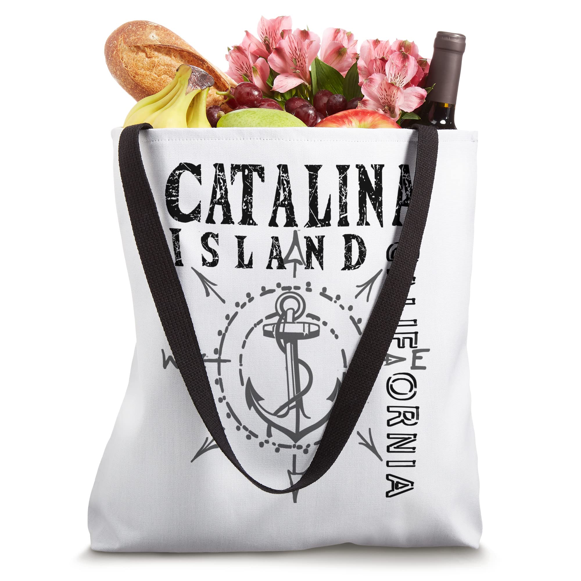 Catalina Island Souvenir - Nautical Sailing Compass Rose Tote Bag for Women & Men | Beach, Travel & Shopping Reusable Canvas Bag