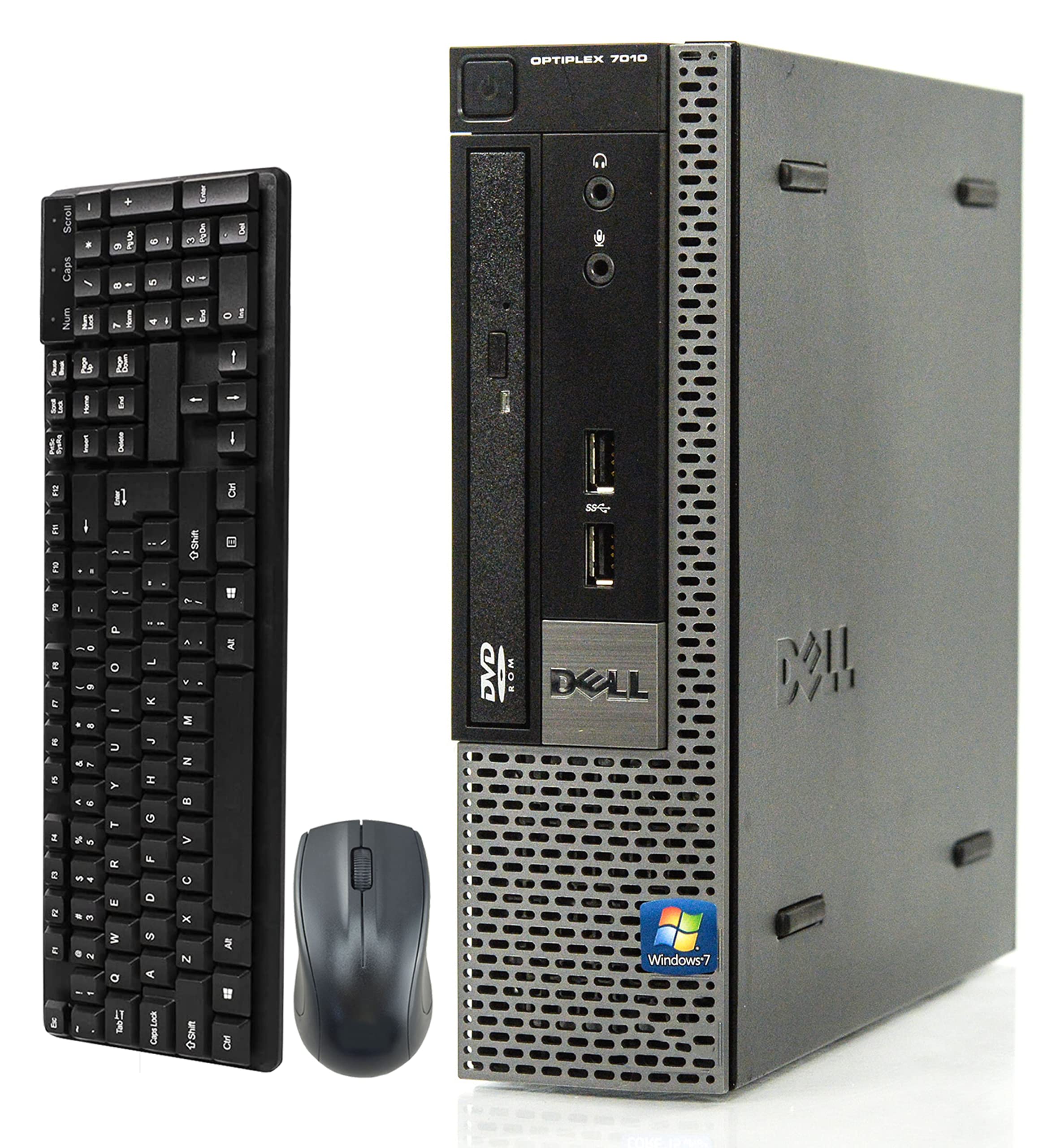 Refurbished Dell OptiPlex 7010 USFF Business Desktop PC - Intel Core i5-3470 3.2GHz, 8GB RAM, 120GB SSD, WiFi, Bluetooth, Win 10 Pro - Includes Wireless Keyboard & Mouse - Perfect for Home Office, Small Business & Remote Work