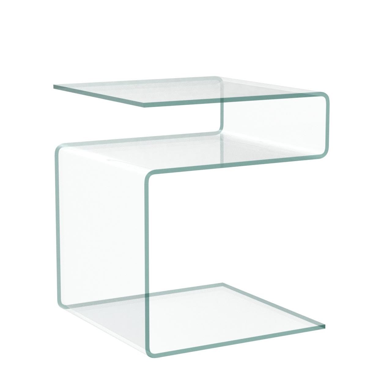 Clear Glass Nightstand - Modern S-Shaped End Table for Living Room & Bedroom, Stylish Side Table with Tempered Glass Top - Perfect for Small Spaces, Apartments, and Contemporary Home Decor