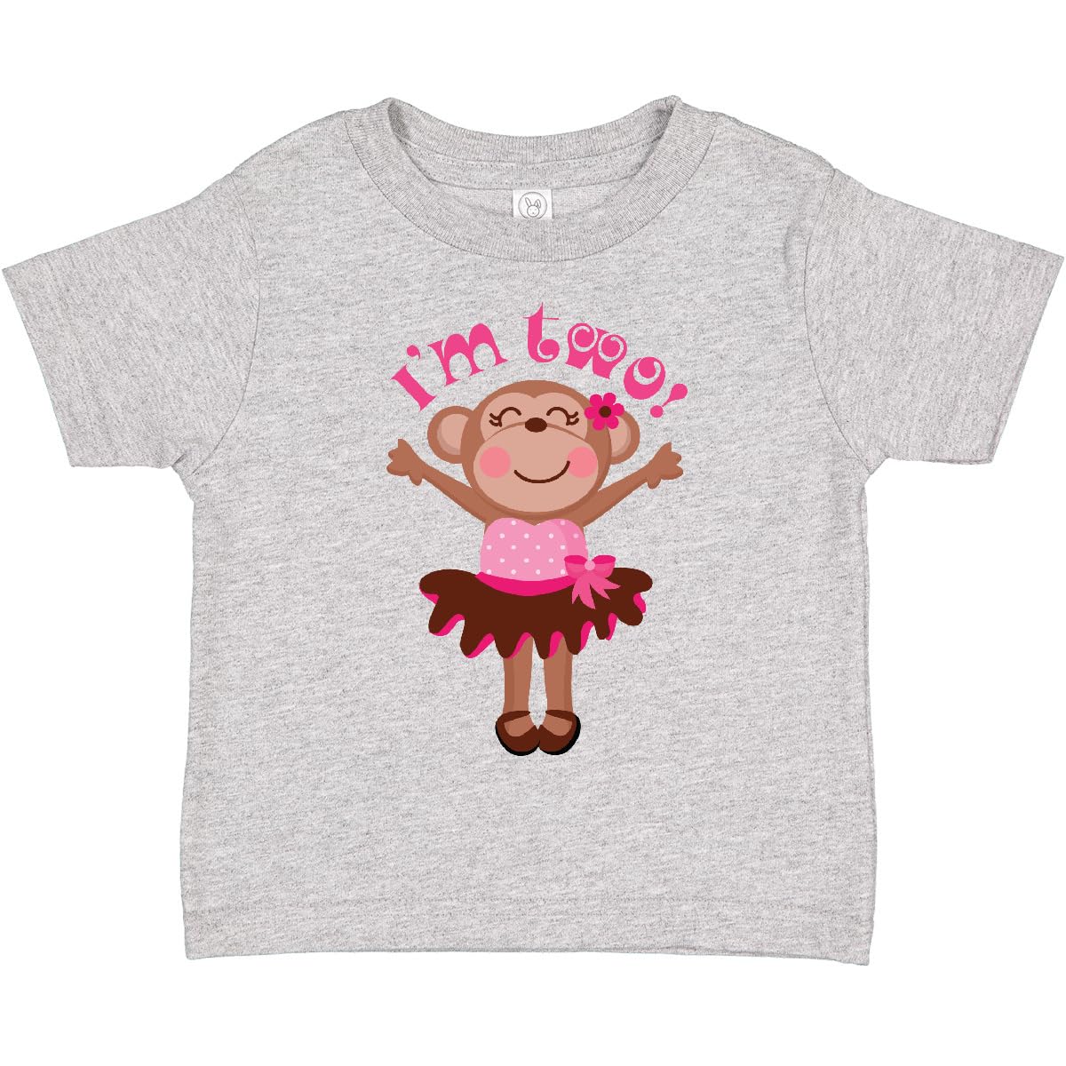 Inktastic Monkey 2nd Birthday Gift for Girls - Cute Toddler T-Shirt | Perfect for Birthday Parties, Playdates & Photo Shoots