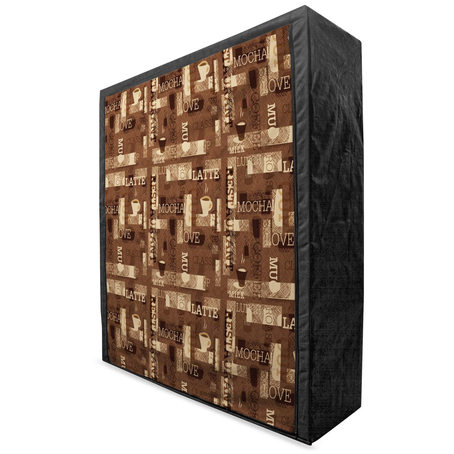 Ambesonne Portable Fabric Wardrobe - Coffee Themed with Mocha Latte Print, 59