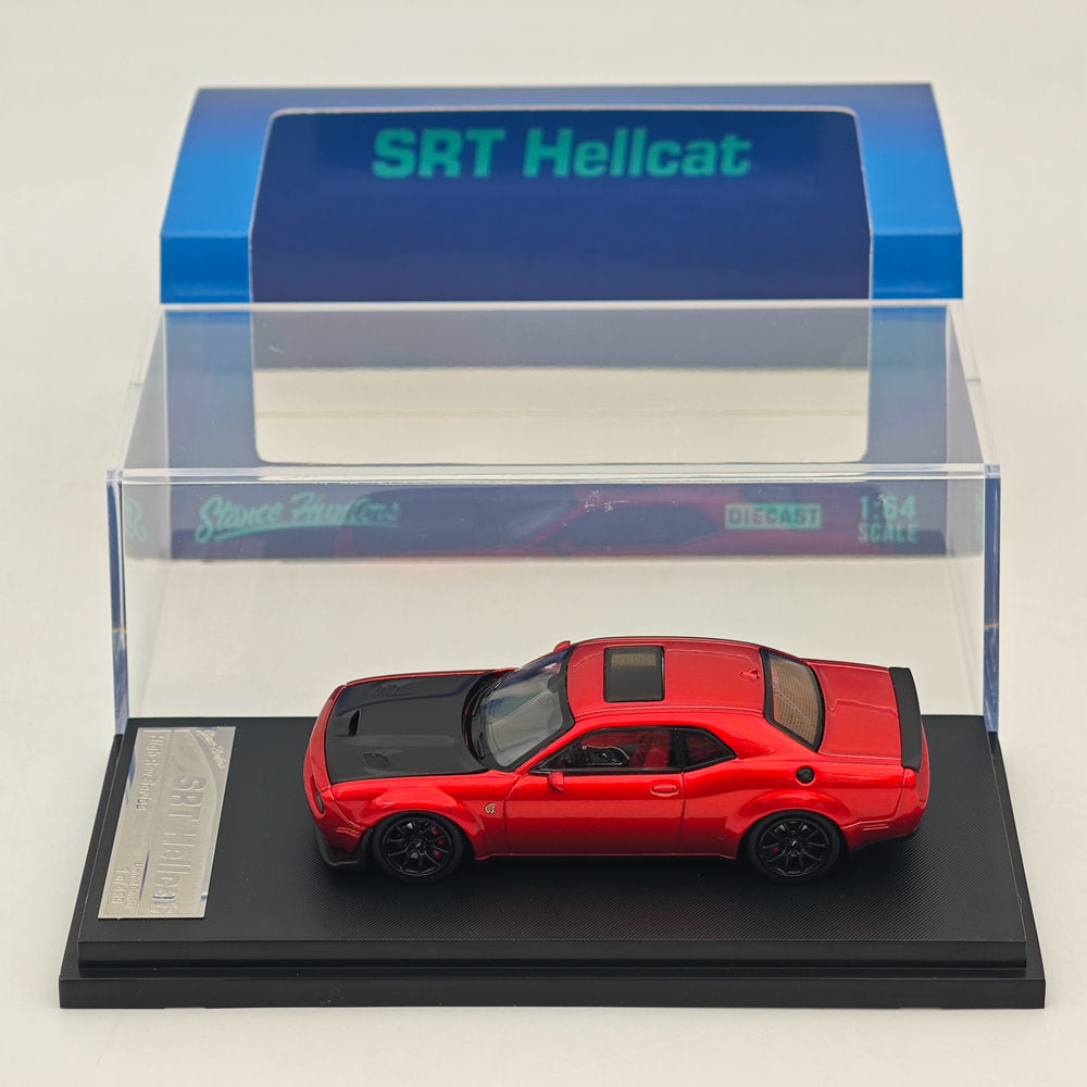 1:64 Scale SH Dodge SRT Hellcat Diecast Model Car with Opening Hood - Red - Collectible Muscle Car for Display, Gifts, and Racing Enthusiasts