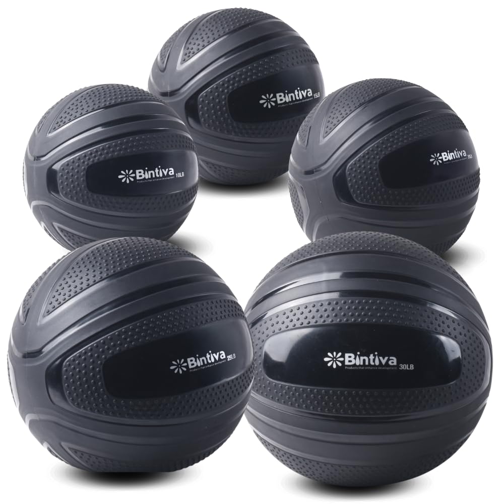 Bintiva Non-Bounce Slam Ball - Weighted Exercise Ball for CrossFit, HIIT & Strength Training - Medicine Dead Weight Ball for Home Gym & Outdoor Workouts