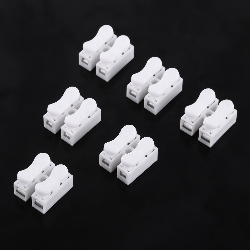 100pcs Spring Clamp Terminal Connectors - 10A 220V 2 Pin Quick Push Wire Connectors, White Spring Clamp Terminal Blocks for Secure Electrical Wiring - Perfect for DIY Projects, Home Appliances, and Automotive Electrical Connections