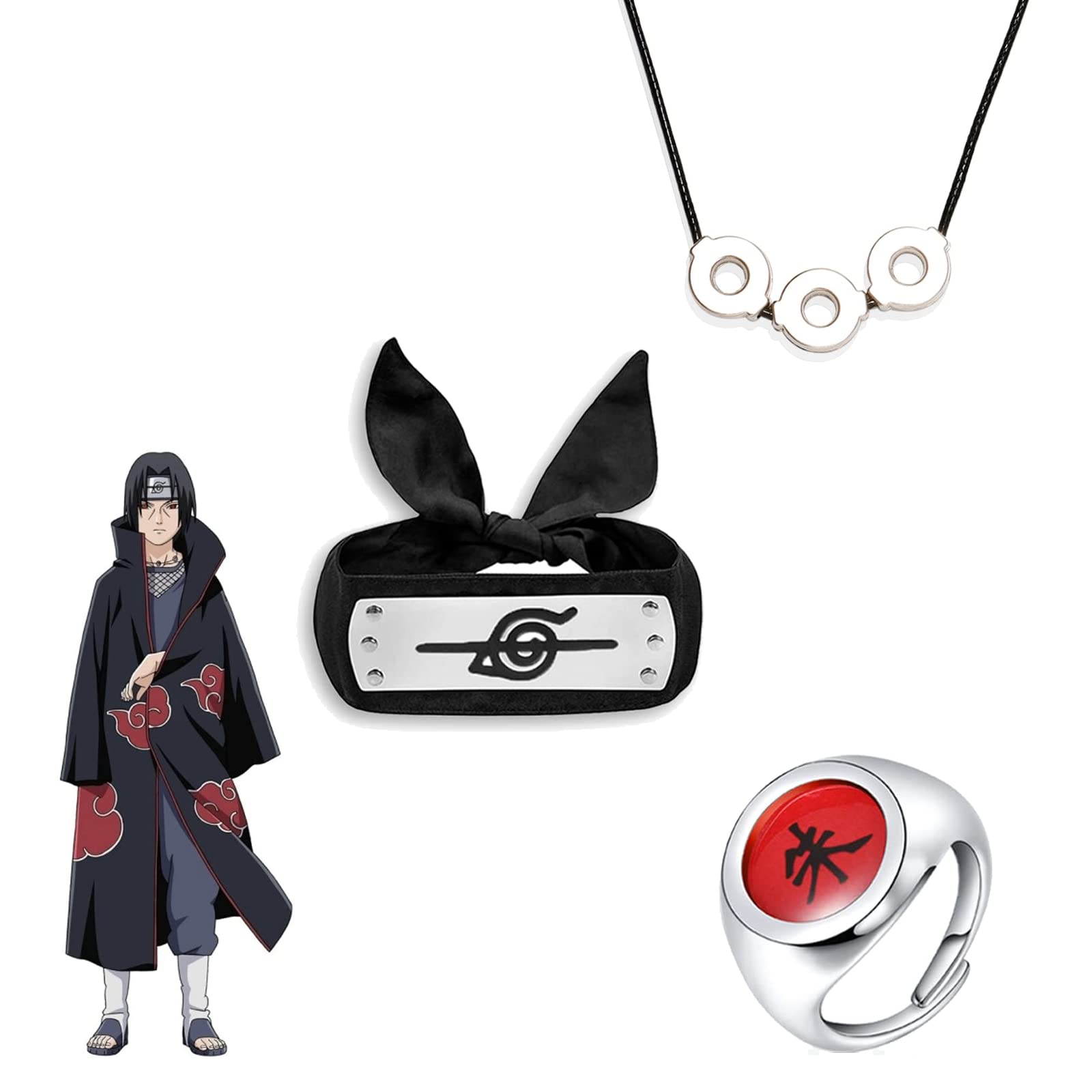 55Pcs Anime Headband Ring Necklace Bracelet Stickers Keychain Set - Cute Cosplay Accessories for Anime Fans | Perfect for Cosplay Events, Birthday Gifts & Anime Themed Parties