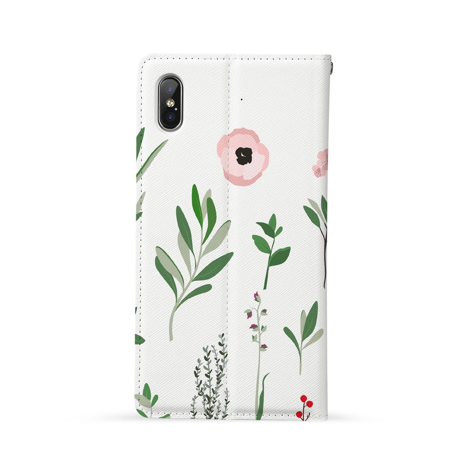 iPhone Wallet Case with Flat Flower Design - Slim & Stylish Card Holder for iPhone - Perfect for Everyday Use, Travel, and Shopping