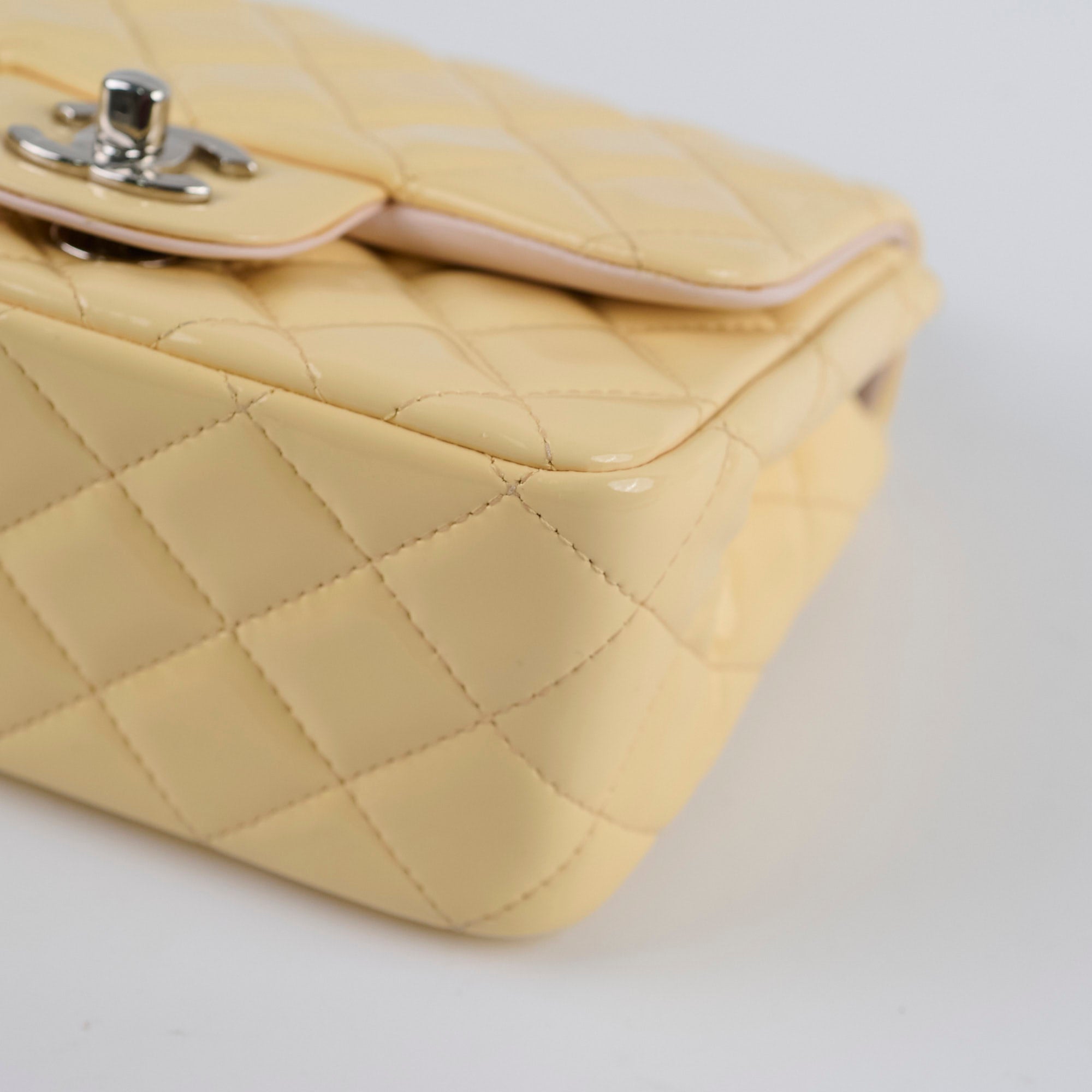 Chanel Mini Square Bag Patent Leather Yellow Crossbody Bag for Women | Luxury Designer Handbag for Parties, Dating & Special Occasions