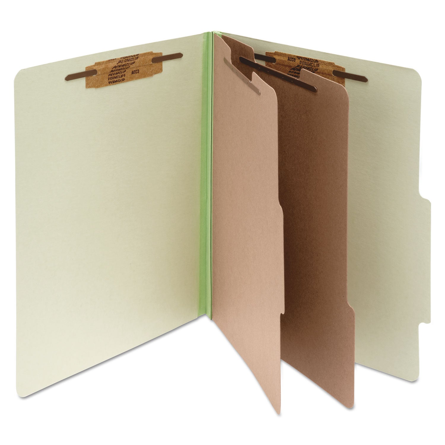 ACCO Pressboard Classification Folders - 3 Expansion Pockets, 2 Dividers, 6 Fasteners, Letter Size (8.5x11 Inches), Leaf Green - 10-Pack Box - Perfect for Office Organization & Document Filing