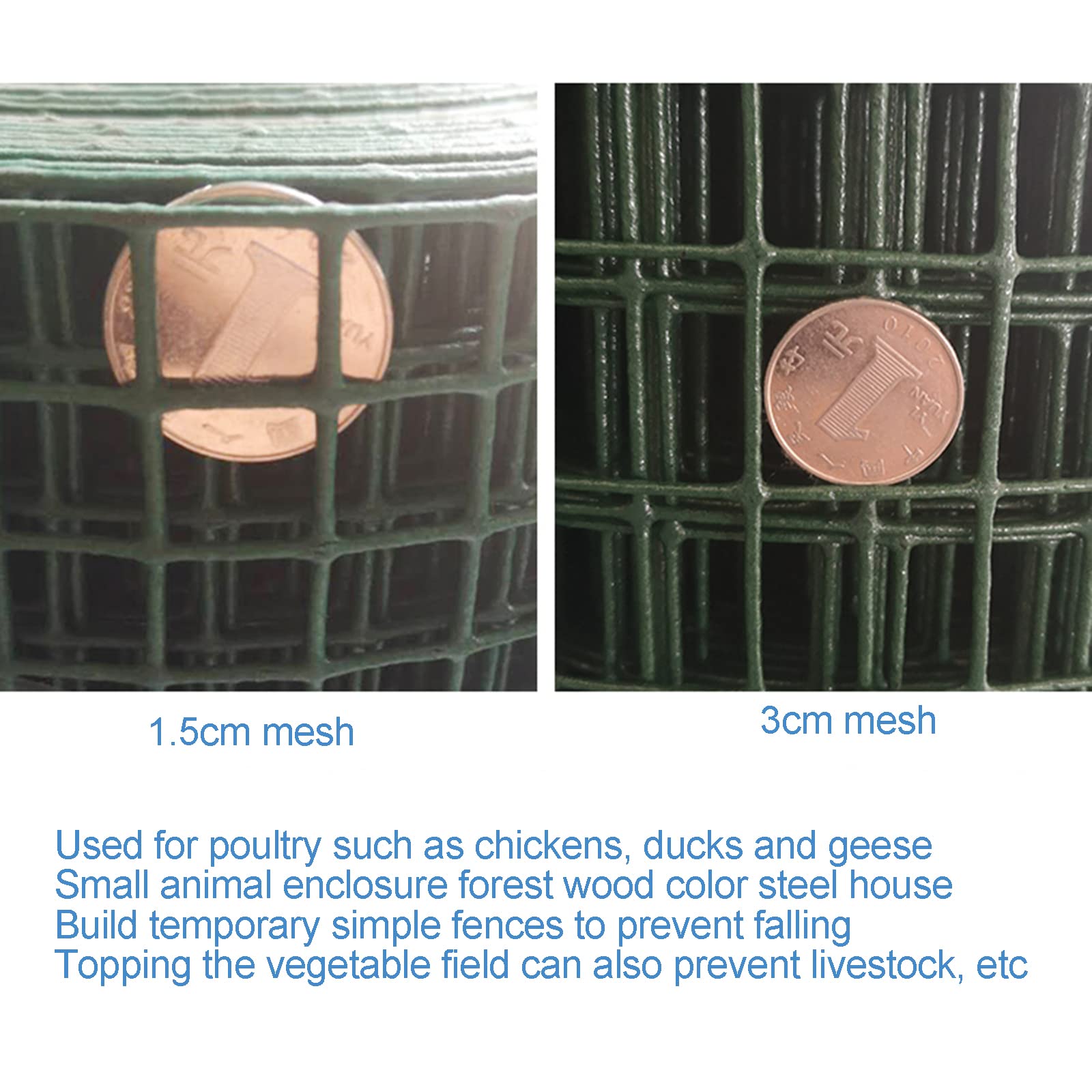 LFFH 1x18m Green Vinyl Coated Welded Wire Fence - 3cm Hole 2mm Wire Diameter - Heavy Duty Hardware Cloth for Garden Fencing, Chicken Coop, Rabbit Cage, Animal Enclosure & Plant Protection - Durable Outdoor Mesh for Home & Farm Use