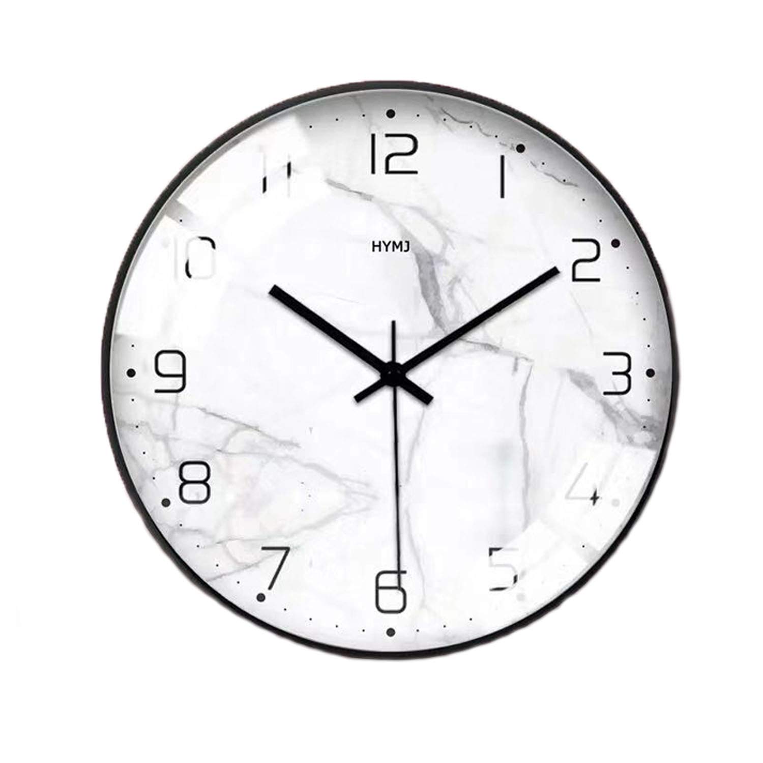 12 Inch Silent Non-Ticking Gray Marble Digital Round Wall Clock - Perfect for Home, Kitchen, Office & School Decor | Modern & Noise-Free Timepiece for Bedrooms, Living Rooms & Workspaces