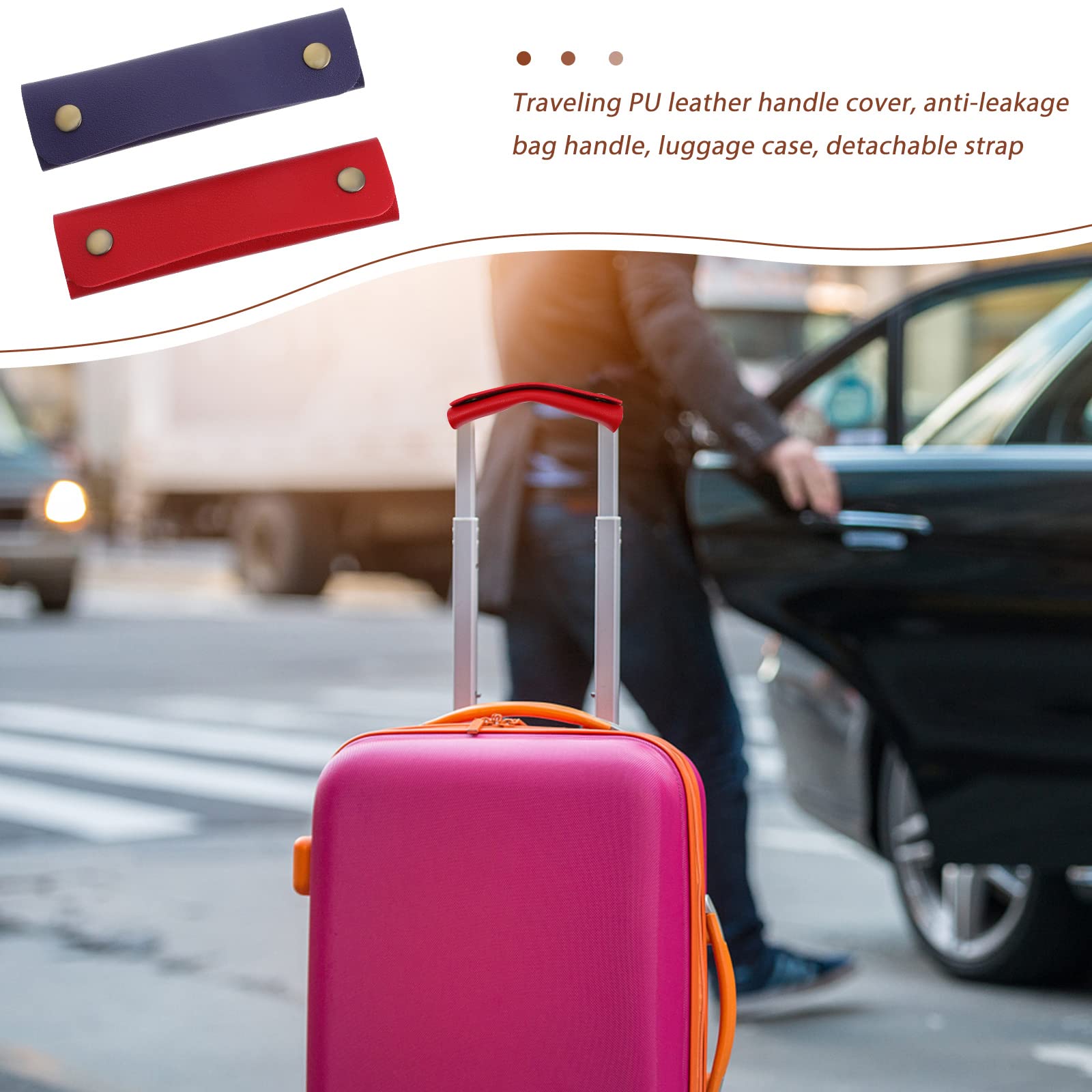 LUOZZY 2-Pack Genuine Leather Handbag Handle Covers - Purse Grip Protectors for Luggage, Wallets & Travel Bags - DIY Craft Supplies for Women's Accessories (Perfect for Travel, Shopping & Daily Use)