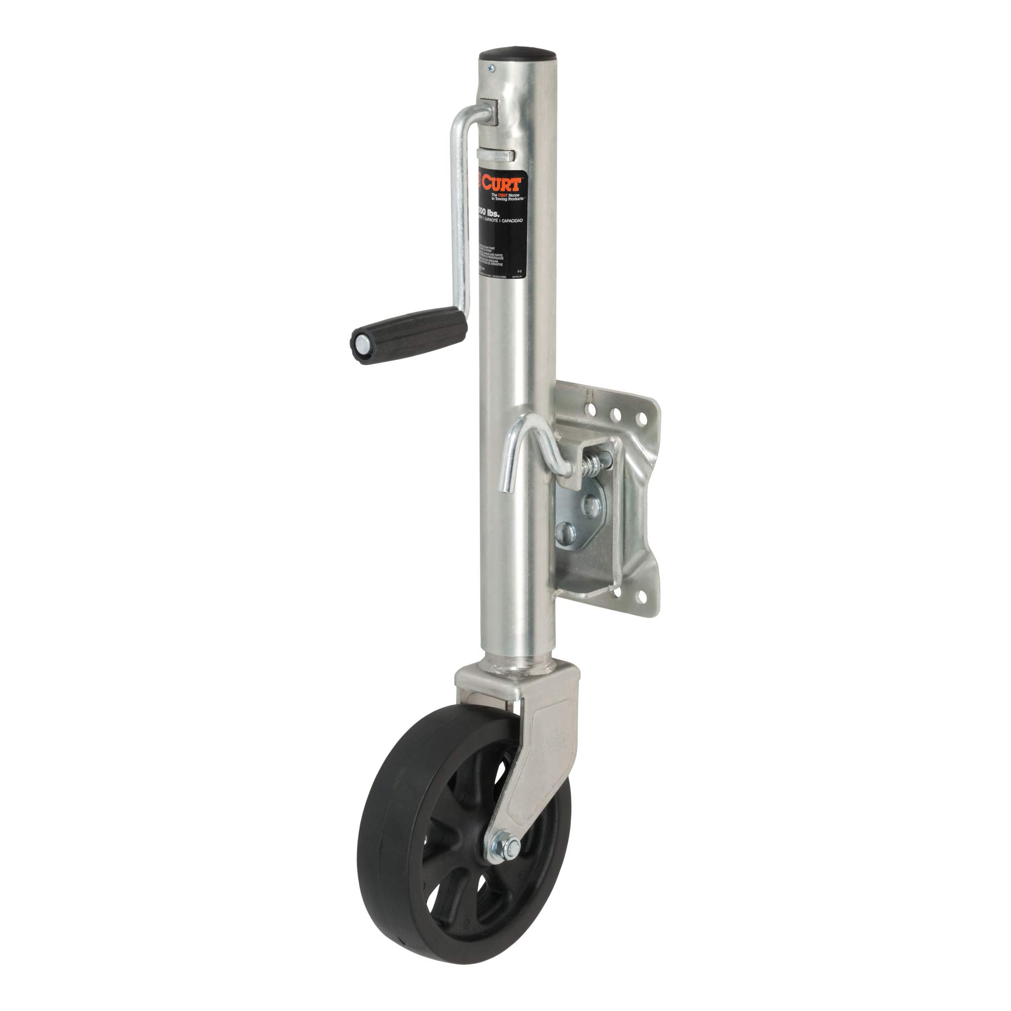 CURT 28116 Heavy Duty Marine Boat Trailer Jack - 1500 lbs Capacity, 8-Inch Wheel & 11-Inch Vertical Travel - Perfect for Boat Trailers, Dockside Adjustments & Watercraft Loading/Unloading