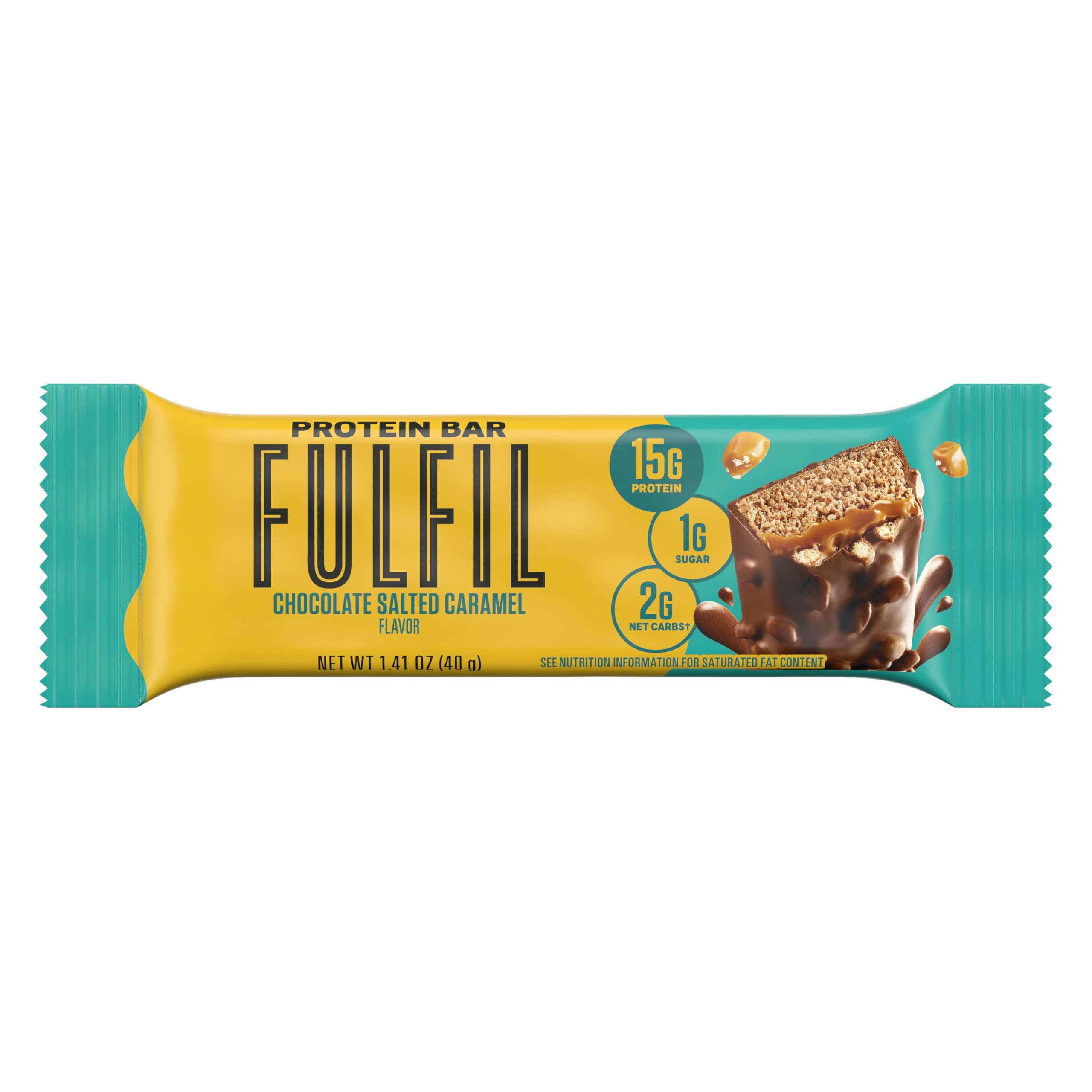 FULFIL High Protein Snack Bars - Chocolate Salted Caramel Flavor, 15g Protein per Bar, 12 Count Pack | Healthy On-the-Go Snacks for Workouts, Hiking & Weight Management