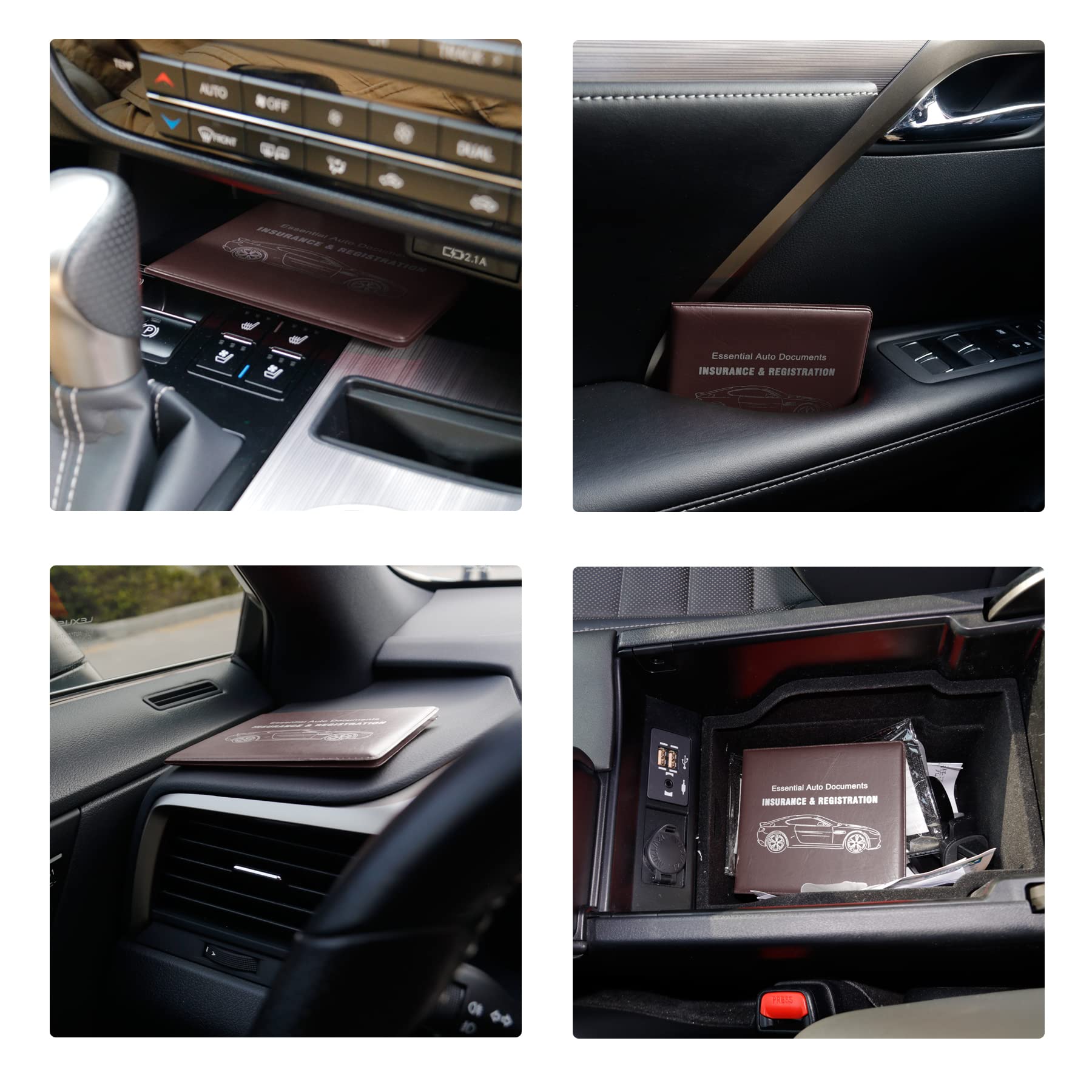 UYYE Car Registration and Insurance Card Holder - 2 Pack, Vehicle Glove Box Organizer for Documents, Cards, and License - Perfect for Car Interior Accessories and Road Trip Essentials