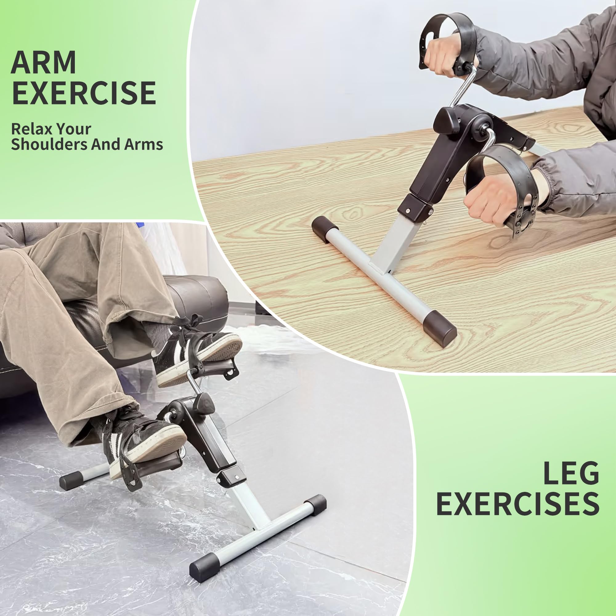 Under Desk Bike Pedal Exerciser - Adjustable Resistance Mini Exercise Bike for Arms & Legs with LCD Display, Interchangeable Suction Cups - Foldable & Anti-Slip Desk Cycling Equipment for Office & Home Use - Stay Active While Working or Watching TV