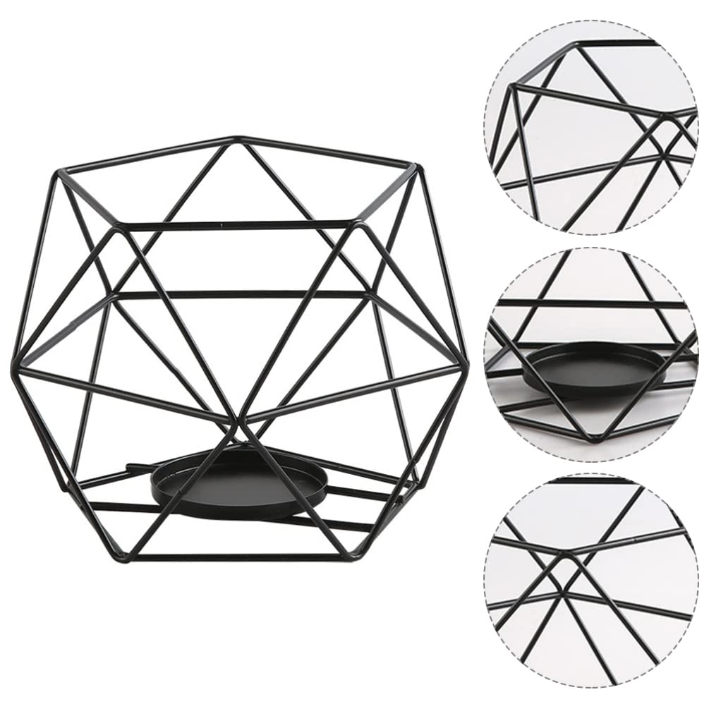 Metal Wire Geometric Candle Holder - Elegant Iron Tealight Stand for Home Decor, Wedding Centerpiece & Party Table Decorations | Indoor/Outdoor Use for Dining Tables, Events & Romantic Ambiance