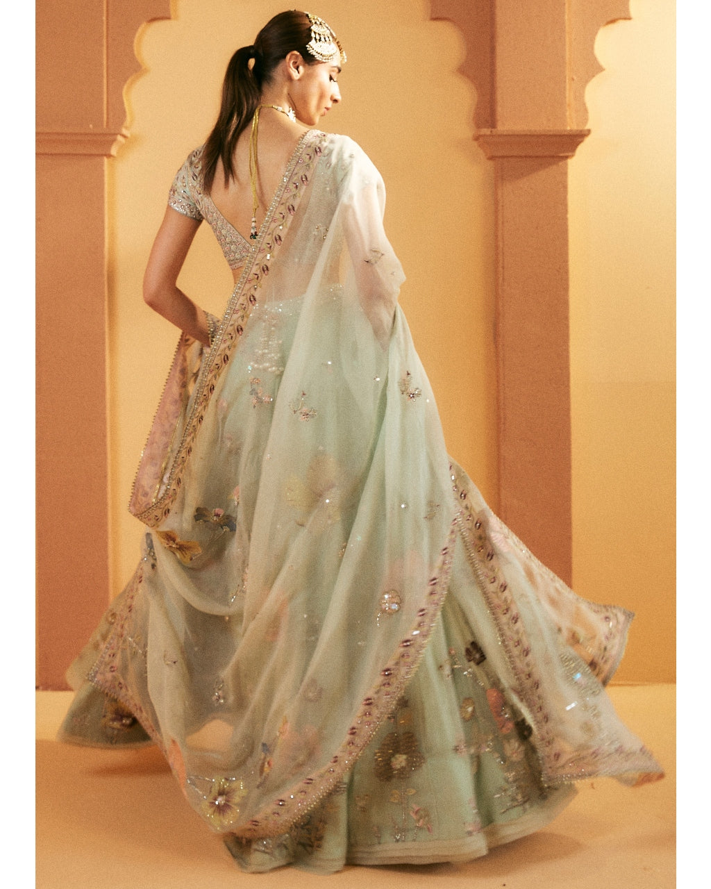 Exquisite Aquamarine Embroidered Lehenga Set for Women | Traditional Indian Bridal Party Wear | Perfect for Weddings, Festivals & Special Occasions
