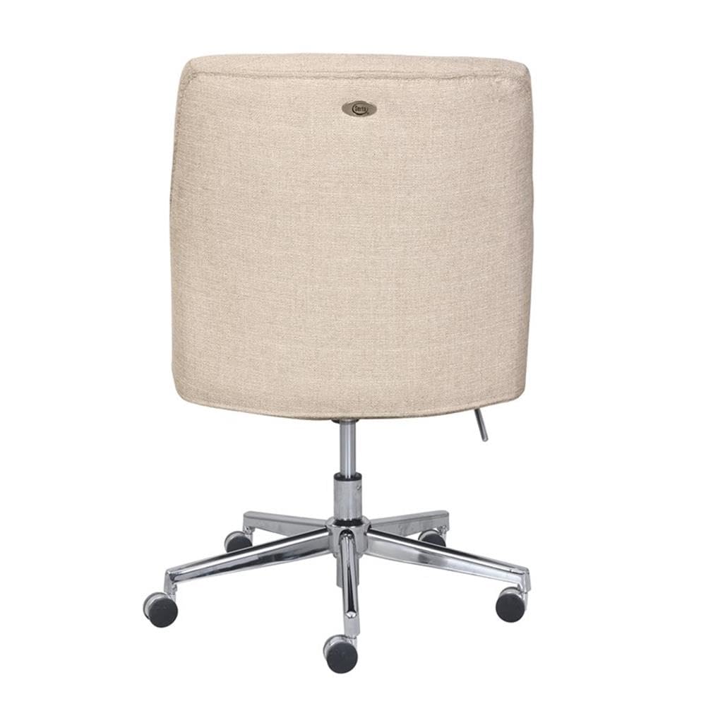 Allora Modern Swivel Office Desk Chair - Height Adjustable Ergonomic Rolling Chair with Upholstered Seat for Home Office, Study Room & Conference Meetings - Comfortable Computer Chair with Metal Base in Beige - Perfect for Remote Work & Online Classes
