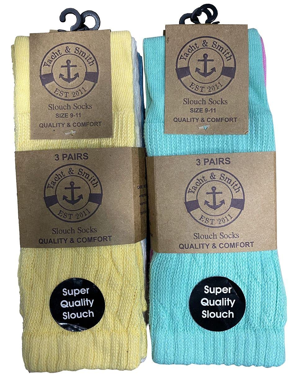 Yacht & Smith 60 Pack Women's Cotton Slouch Socks - Soft Knee High Boot Socks for Women | Perfect for Winter, Boots & Casual Outfits