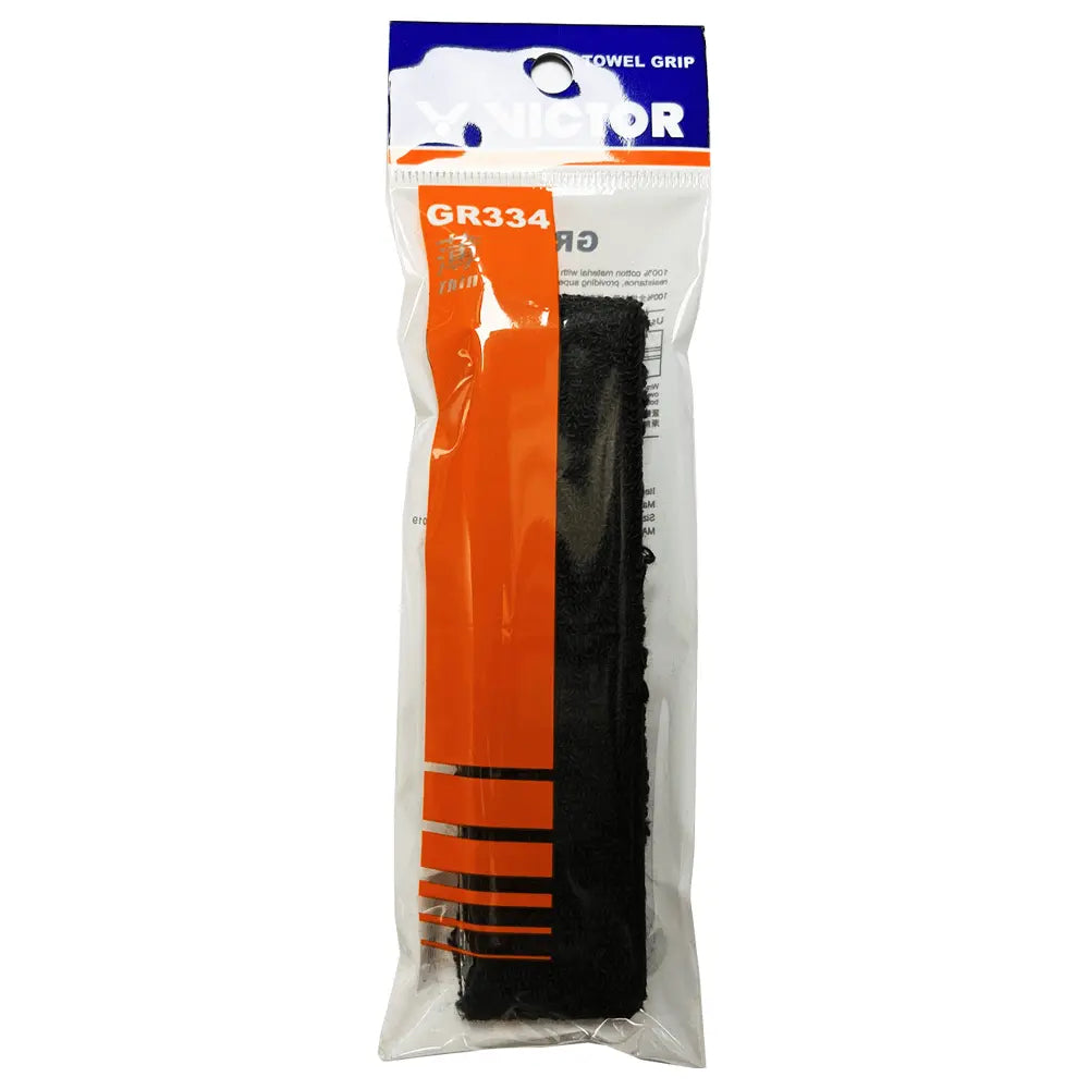Victor GR334C Thin Badminton Racket Towel Grip - Premium Sweat Absorbing Replacement Grip for Badminton, Tennis & Squash Rackets - Improves Comfort & Control During Sports Play