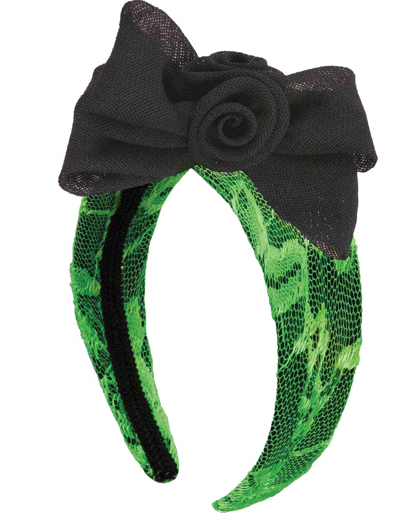 80s Retro Neon Green Lace Headband for Women - 80s Party, Cosplay, Halloween Costume Accessory