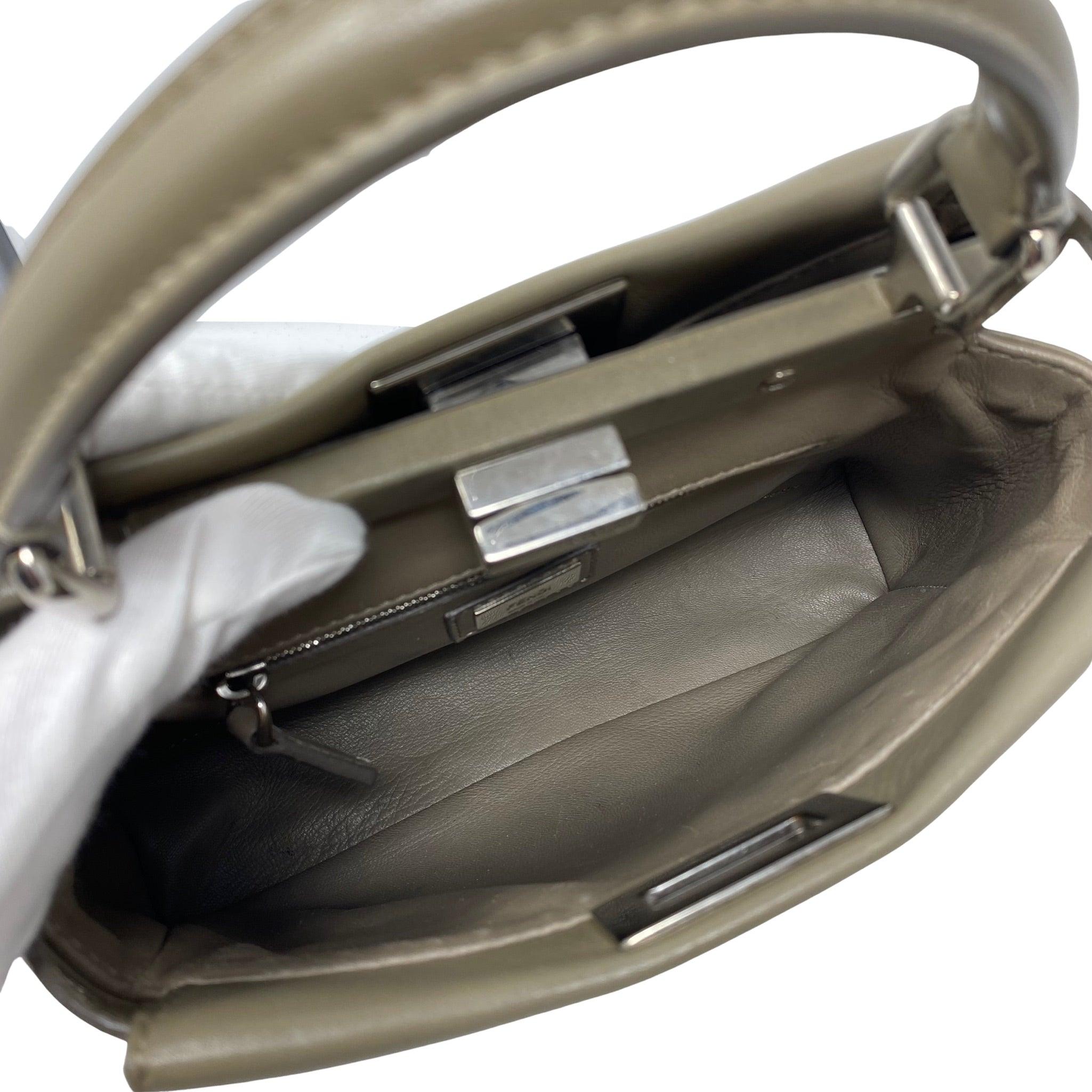 Fendi Grey Mini Peekaboo Leather Crossbody Bag for Women - Luxury Designer Handbag for Work, Travel & Evening Events