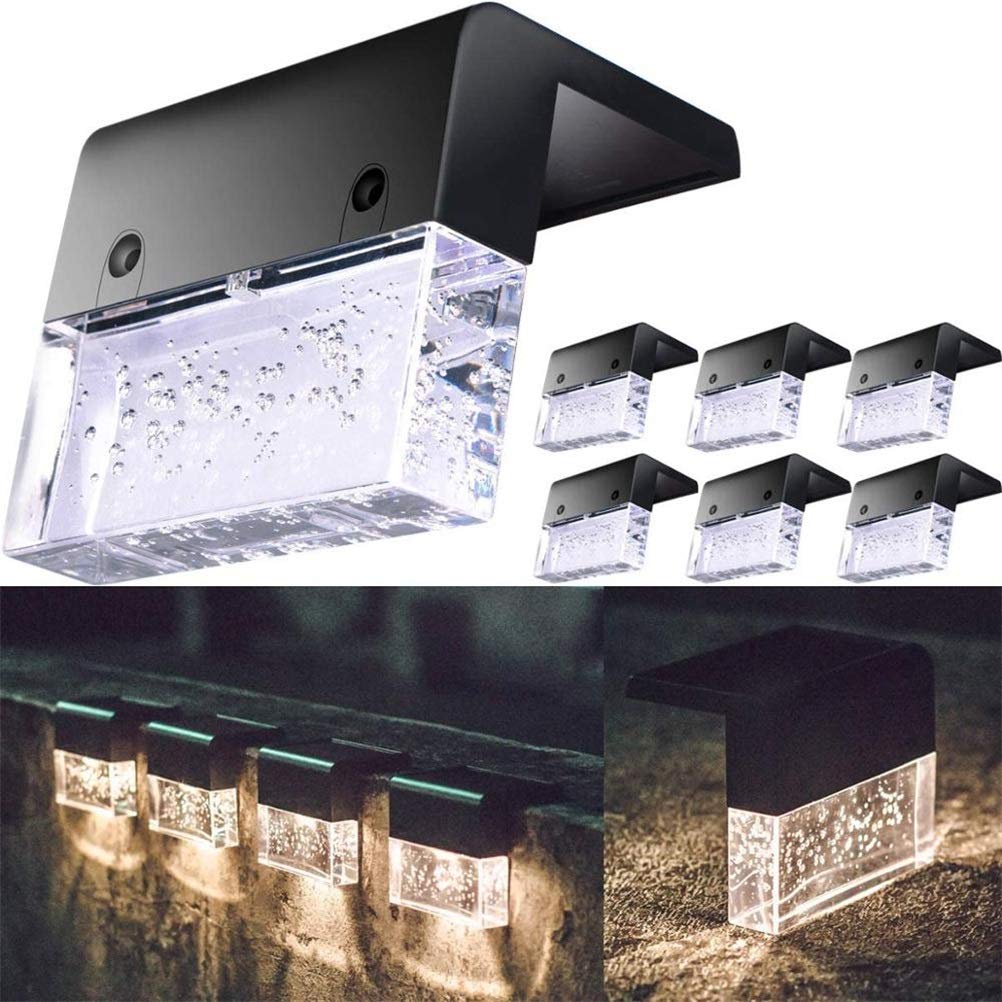 Solar LED Deck Lights - 2 Pack Waterproof Outdoor Garden Lights for Fence, Stairs, Pathways - Energy Efficient Solar Powered Landscape Lighting for Patio, Yard, Driveway