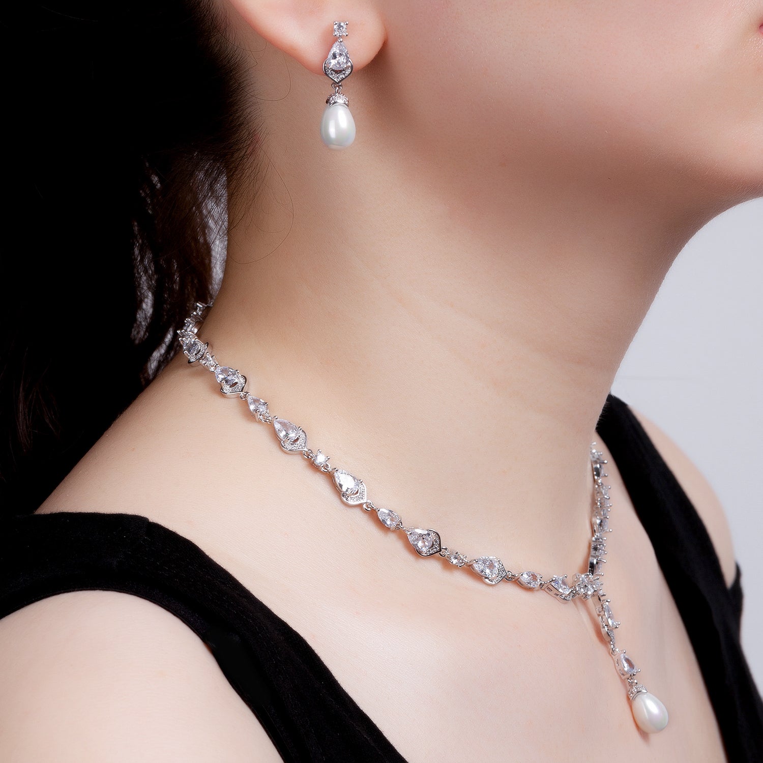 Cubic Zirconia Bridal Jewelry Set - Necklace & Earrings for Wedding, Engagement, and Special Occasions | CN10284